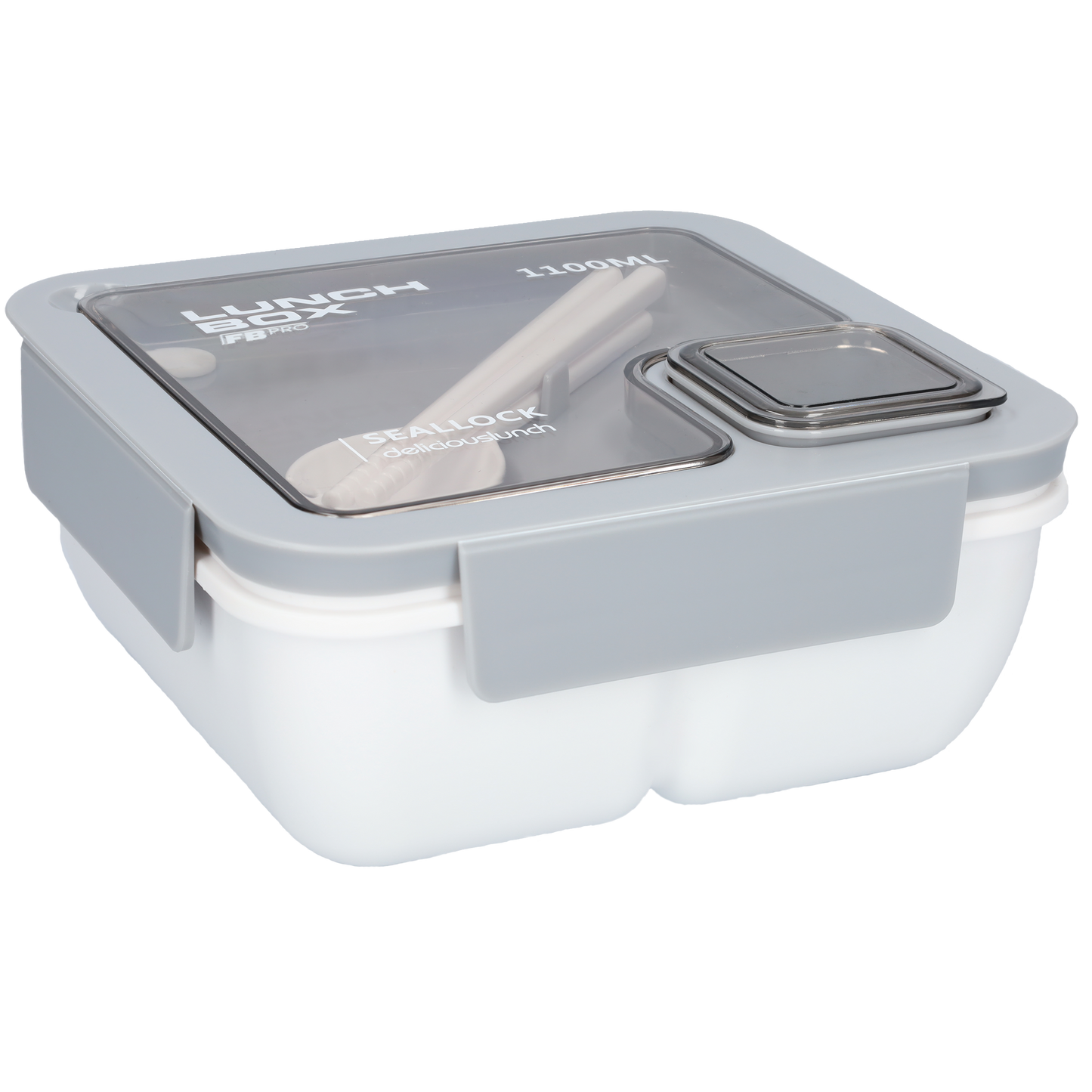 Vierkante lunchbox - 1100ml - Grijs