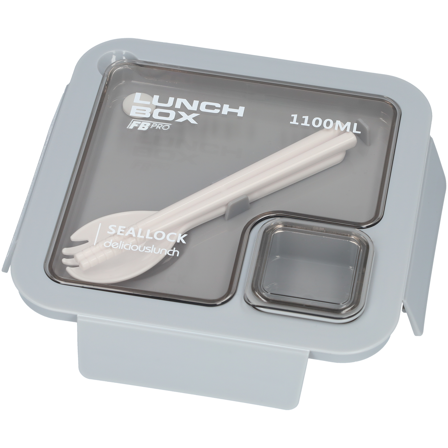 Vierkante lunchbox - 1100ml - Grijs