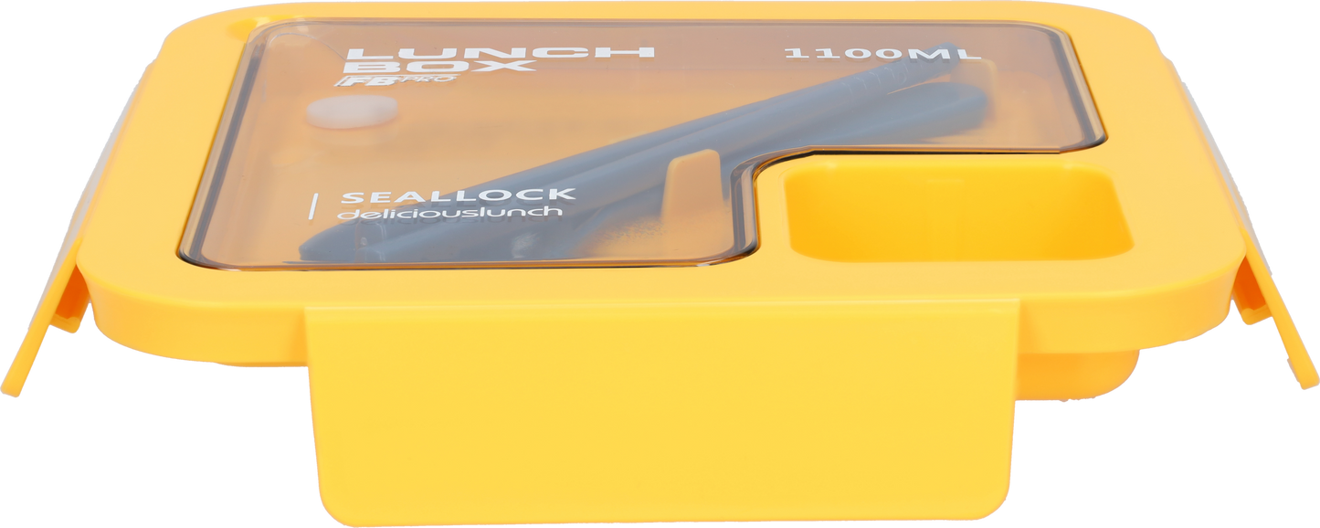 Vierkante lunchbox - 1100ml - Blauw - Geel