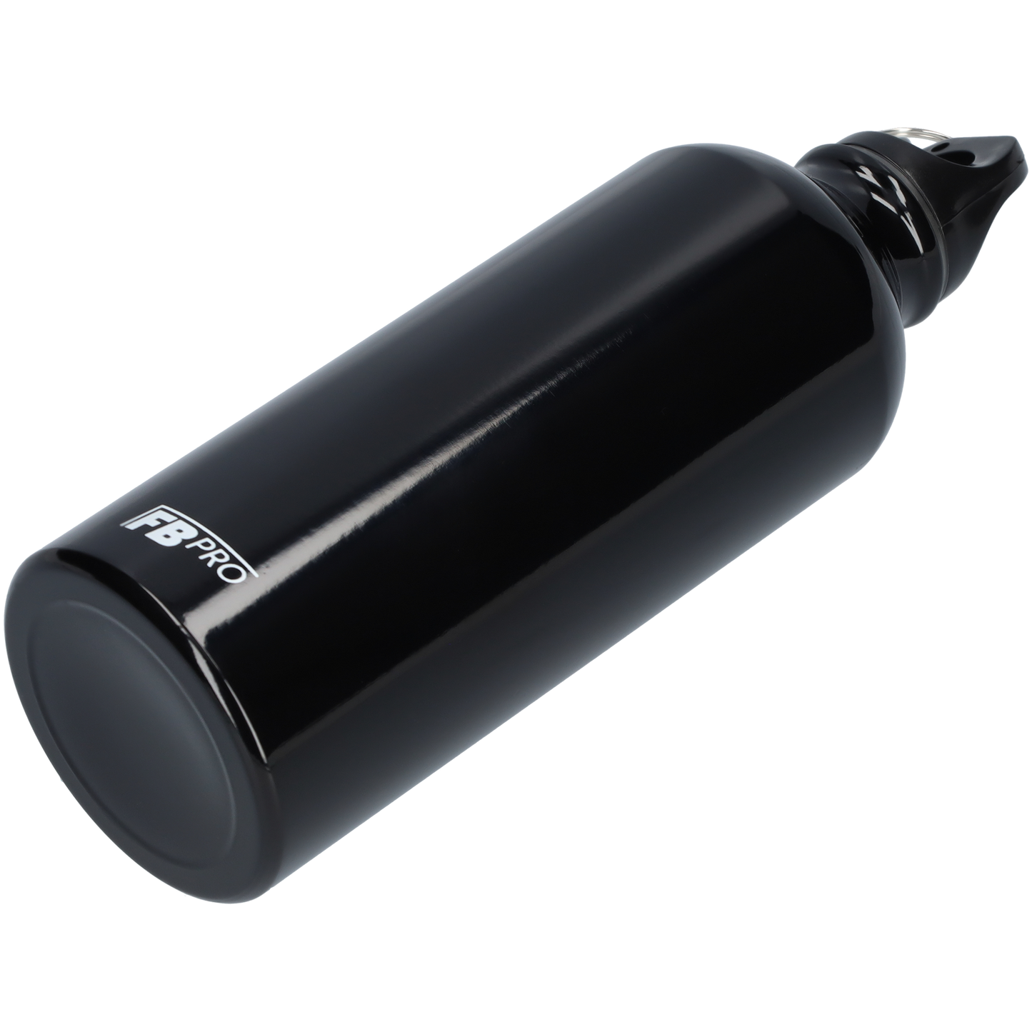 Aluminium drinkfles met o-dop - Waterfles - 500 ml - Met handige karabijnhaak - Modern design - Zwart