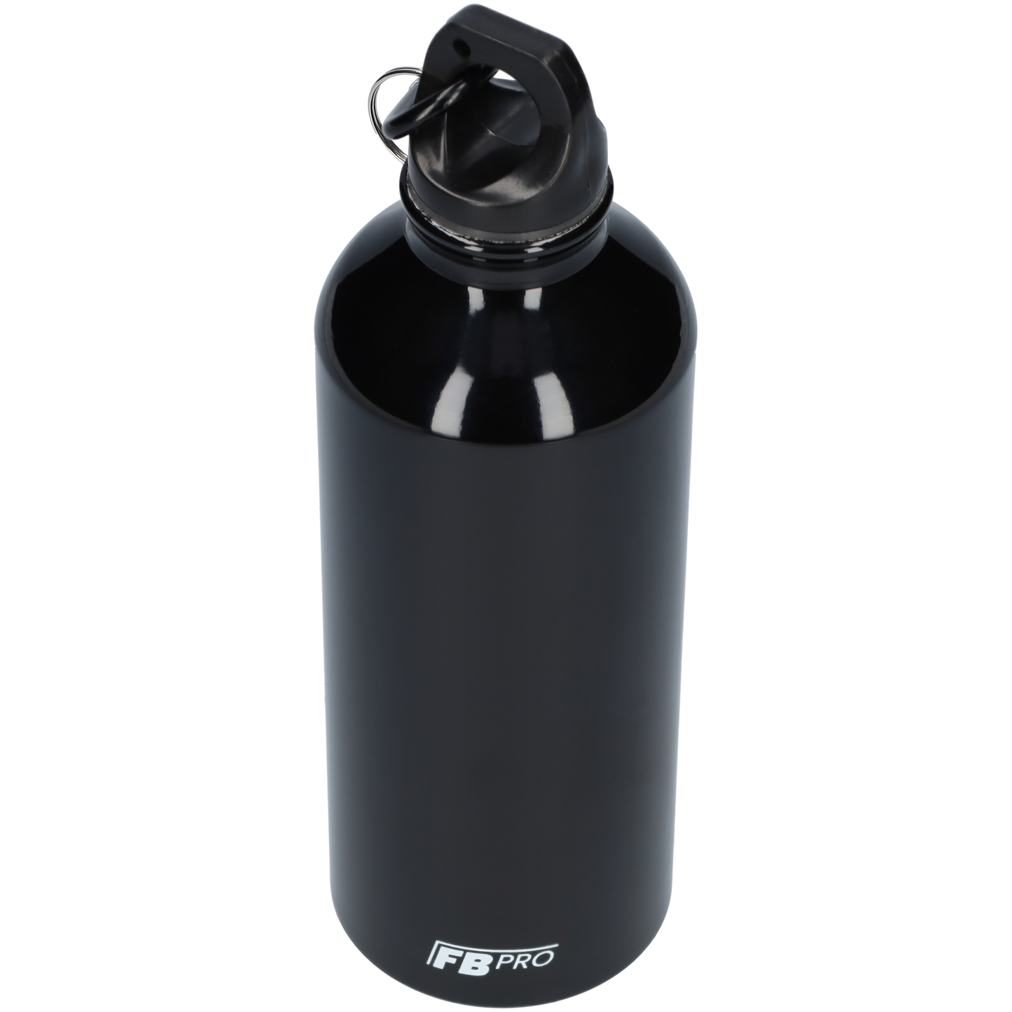 Aluminium drinkfles met o-dop - Waterfles - 500 ml - Met handige karabijnhaak - Modern design - Zwart