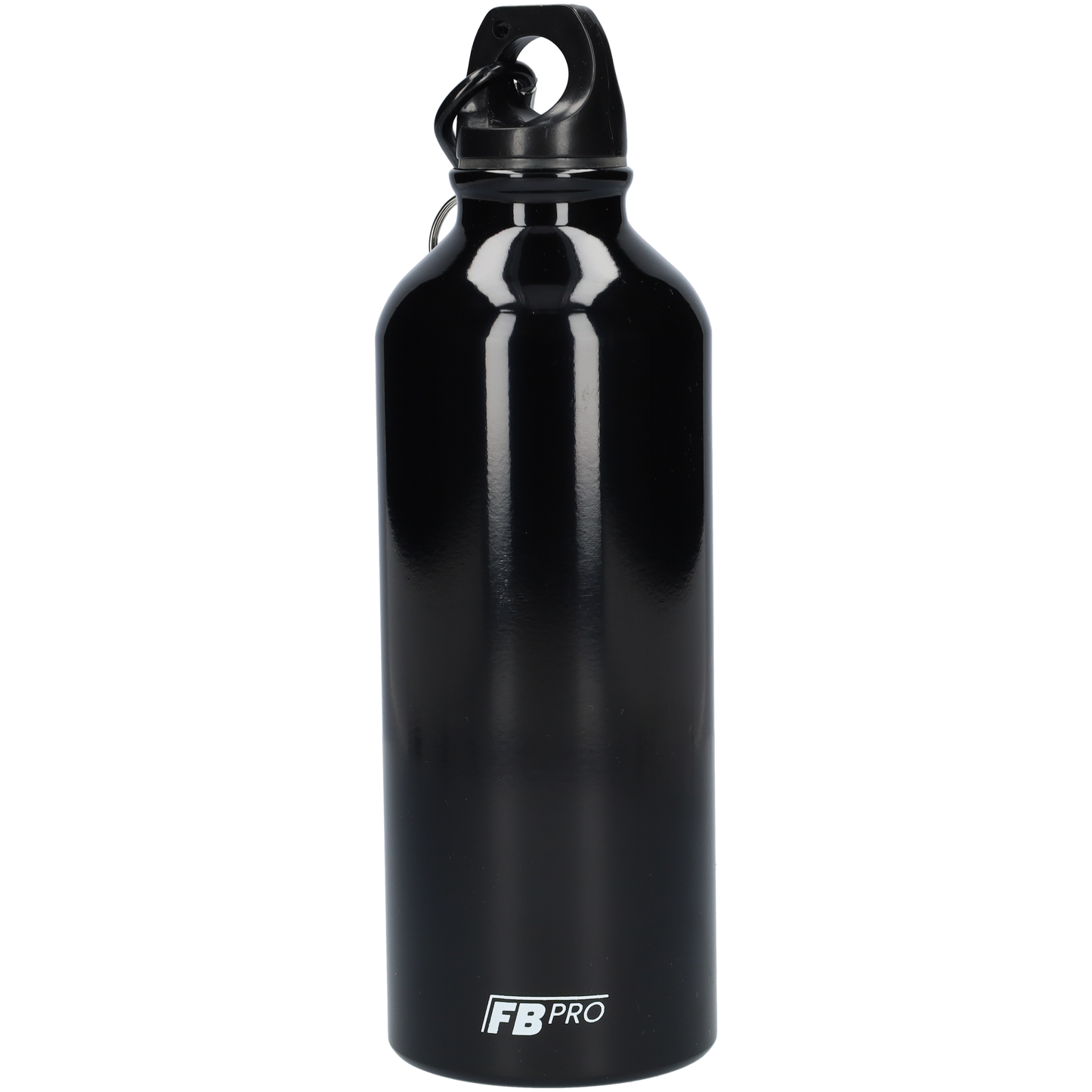 Aluminium drinkfles met o-dop - Waterfles - 500 ml - Met handige karabijnhaak - Modern design - Zwart