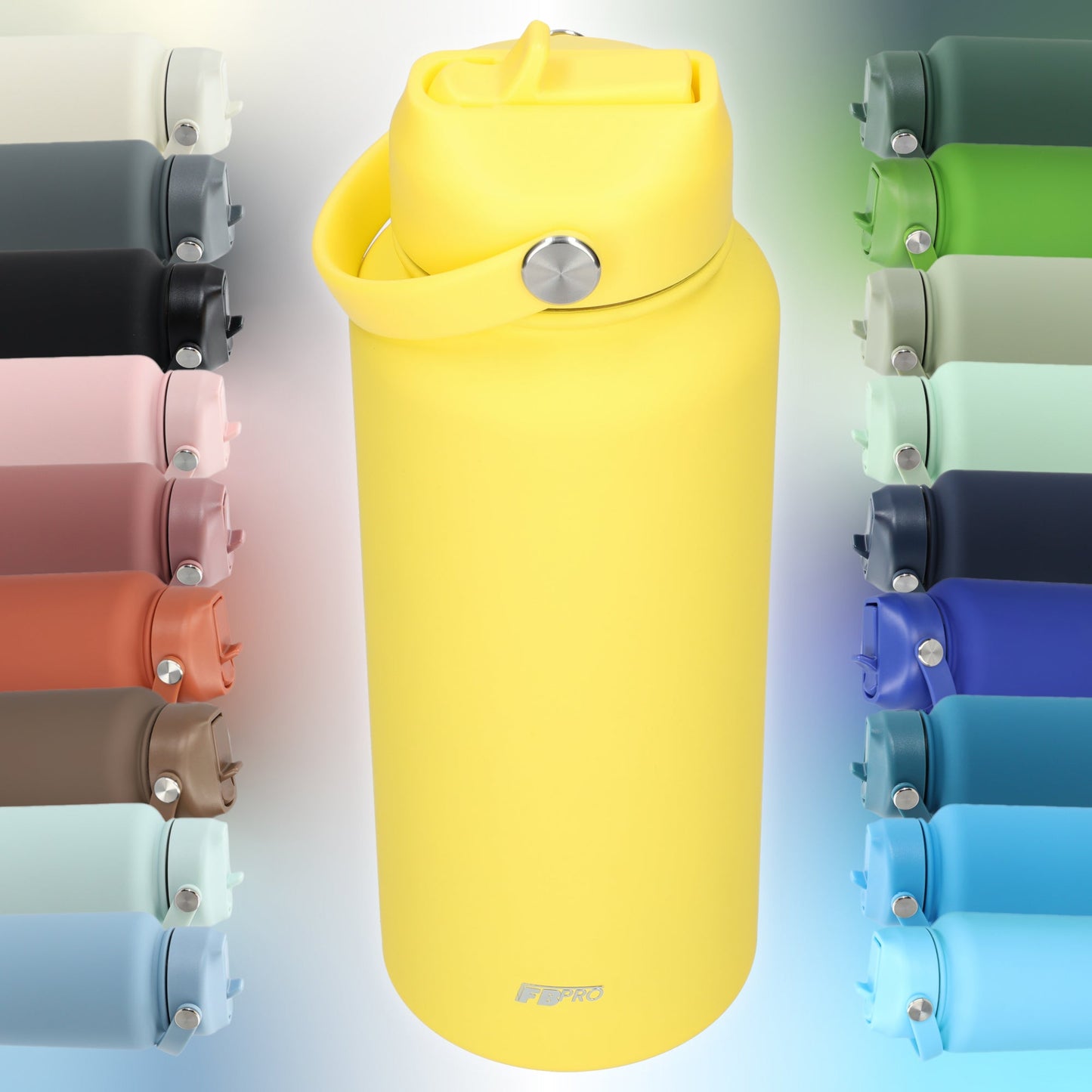 Thermos waterfles 1 liter - Isolerende Waterfles met Draaibare Drinktuit - Lemon Yellow