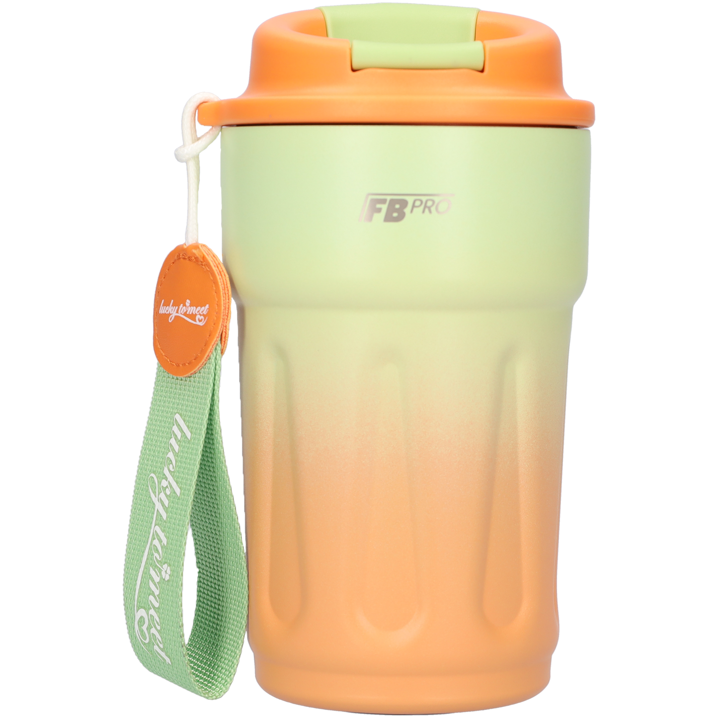 RVS Thermosfles - Dubbelwandig - Heeft LED gradenmeter - Groen / Oranje