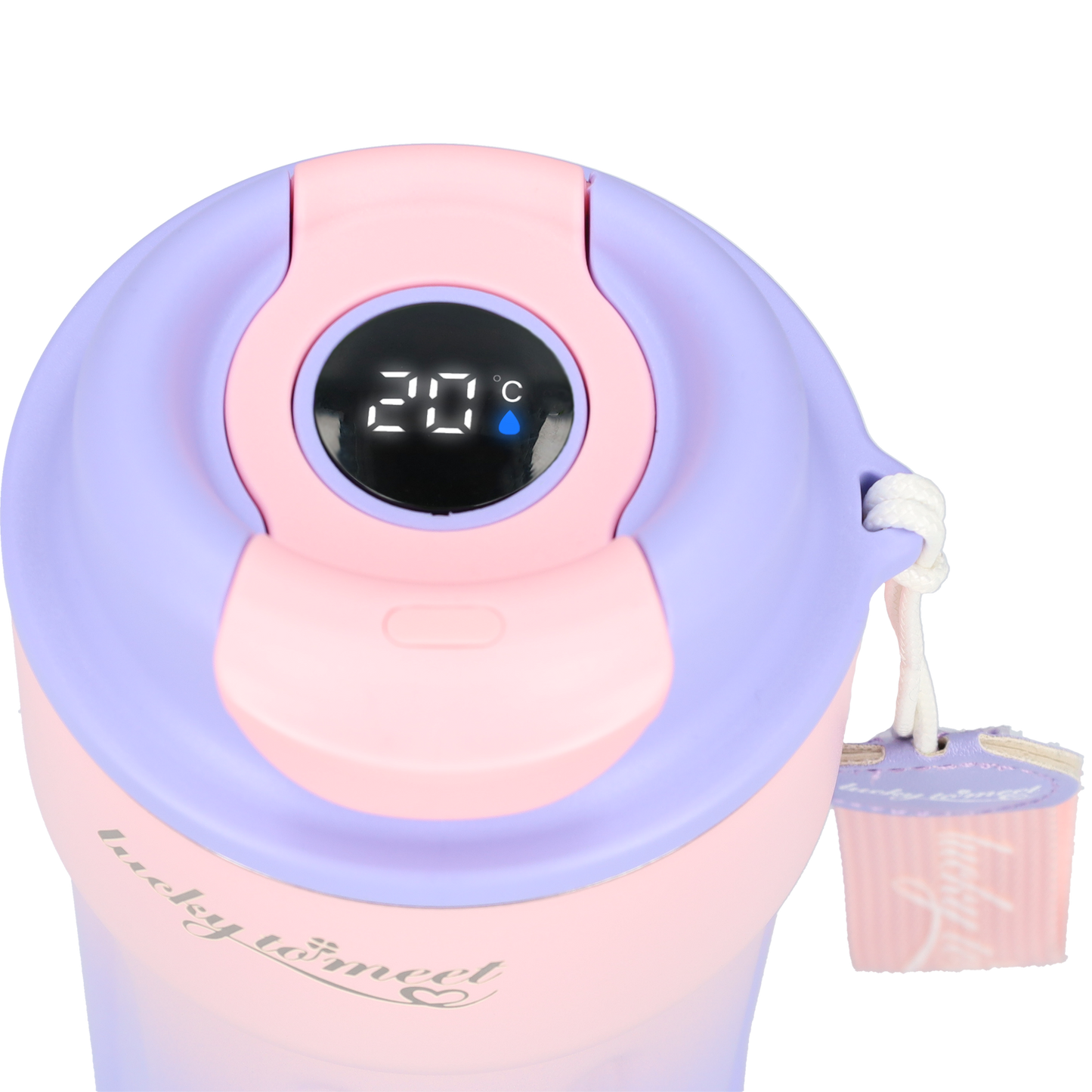 RVS Thermosfles - Dubbelwandig - Heeft LED gradenmeter - Paars / Roze