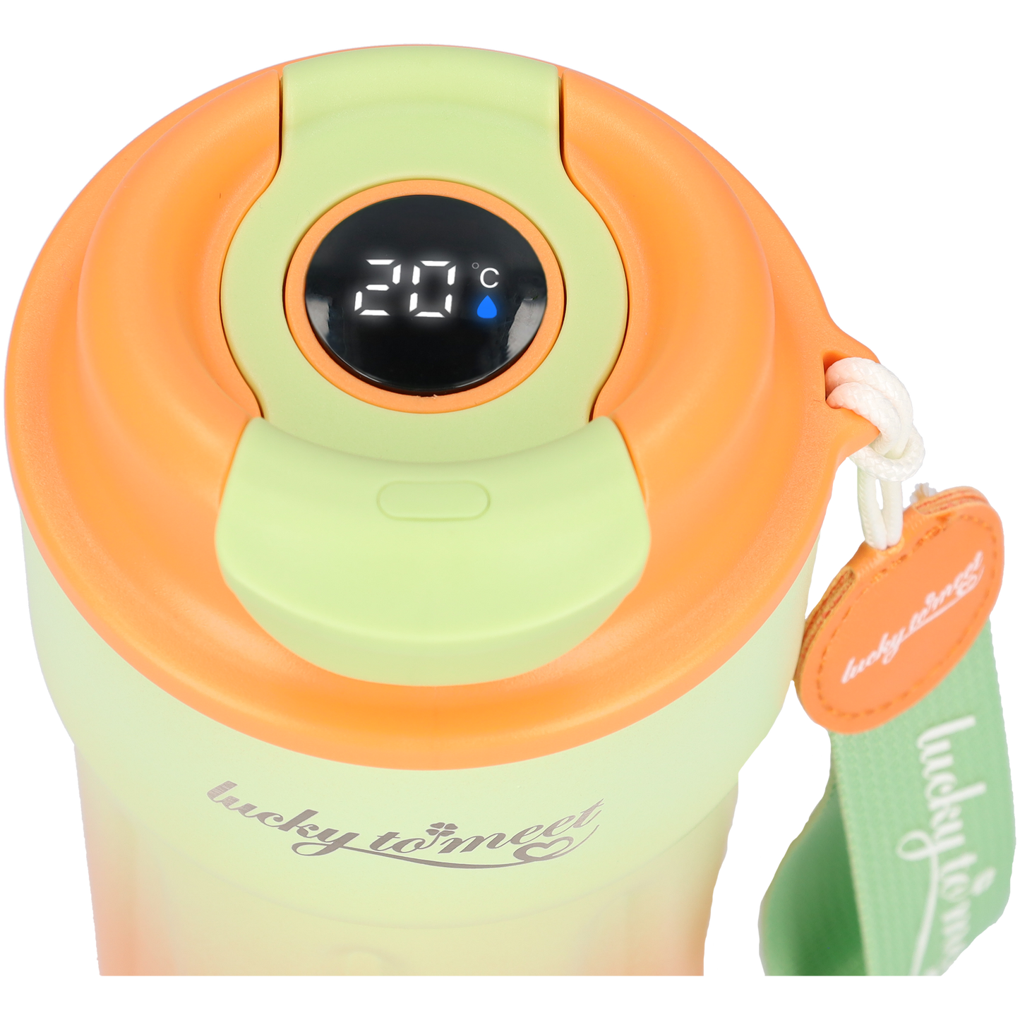 RVS Thermosfles - Dubbelwandig - Heeft LED gradenmeter - Groen / Oranje