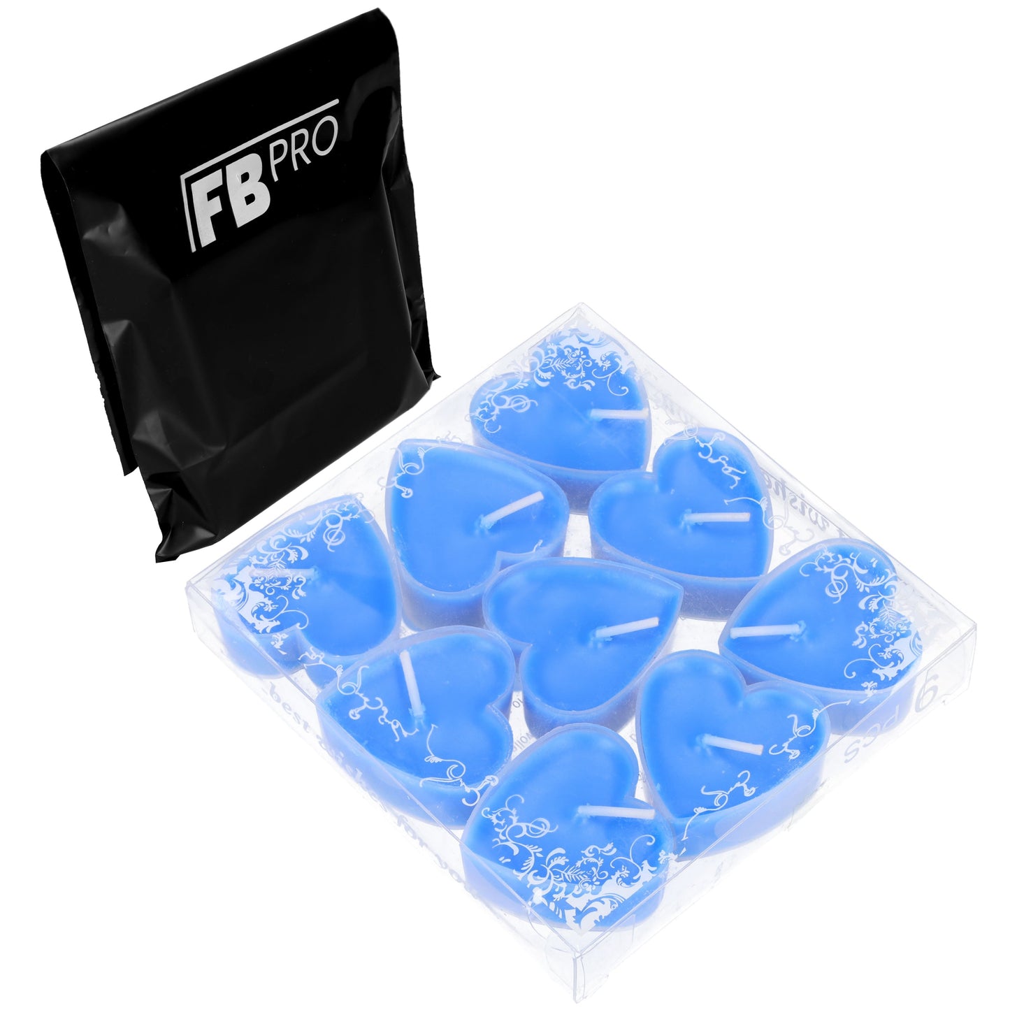 Kaarsen - Hartjes kaarsen - Theelichtjes - Set van 9 waxinelichtjes - Ideaal voor decoratie of feesten en cadeaus - 70 minuten brandduur en stabiele vlam - Verpakt in geschenkdoos - Perfect voor Valentijnsdag of bruiloften en diners - Blauw