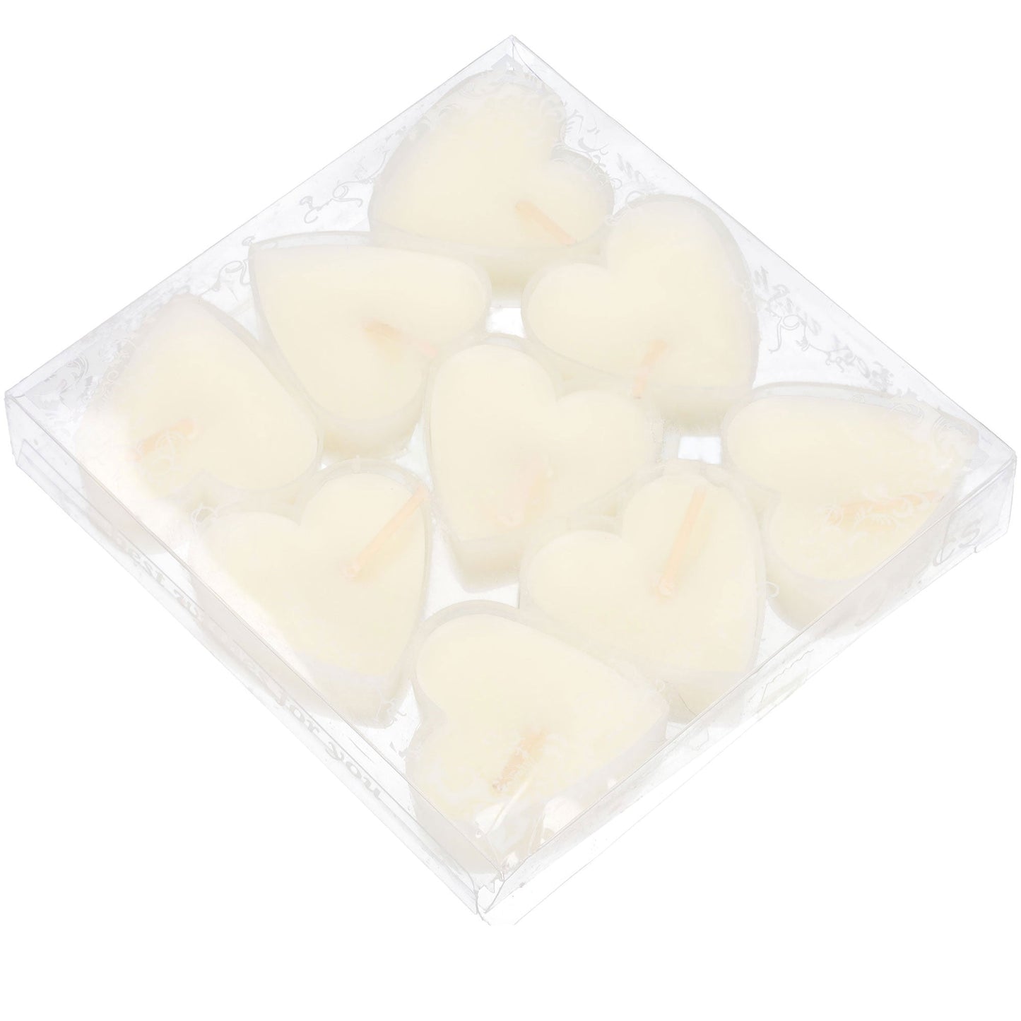 Kaarsen - Hartjes kaarsen - Theelichtjes - Set van 9 waxinelichtjes - Wit