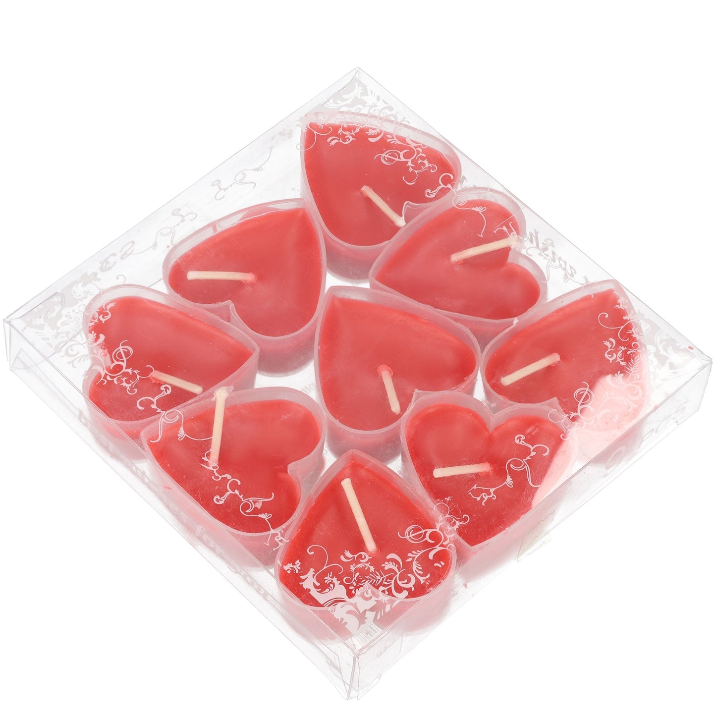 Kaarsen - Hartjes kaarsen - Theelichtjes - Set van 9 waxinelichtjes - Rood