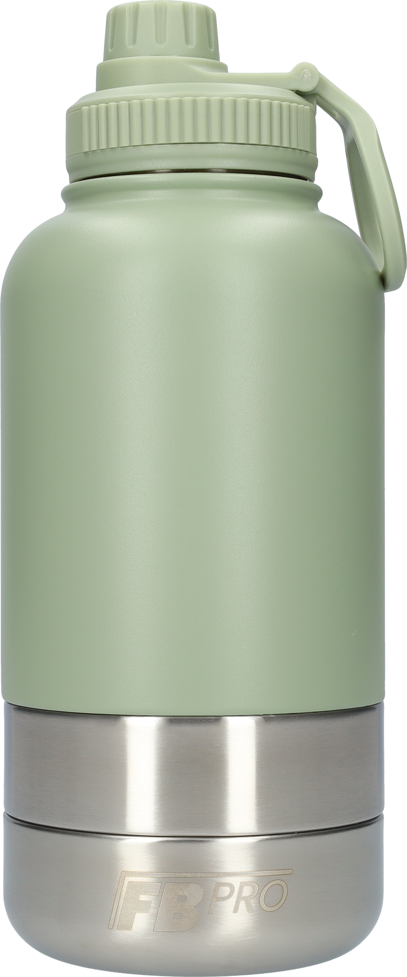 Honden drinkfles met voerbakken - RVS Fles - Lekbestendige dop - BPA vrij - 1 Liter - Met handvat - Licht Groen