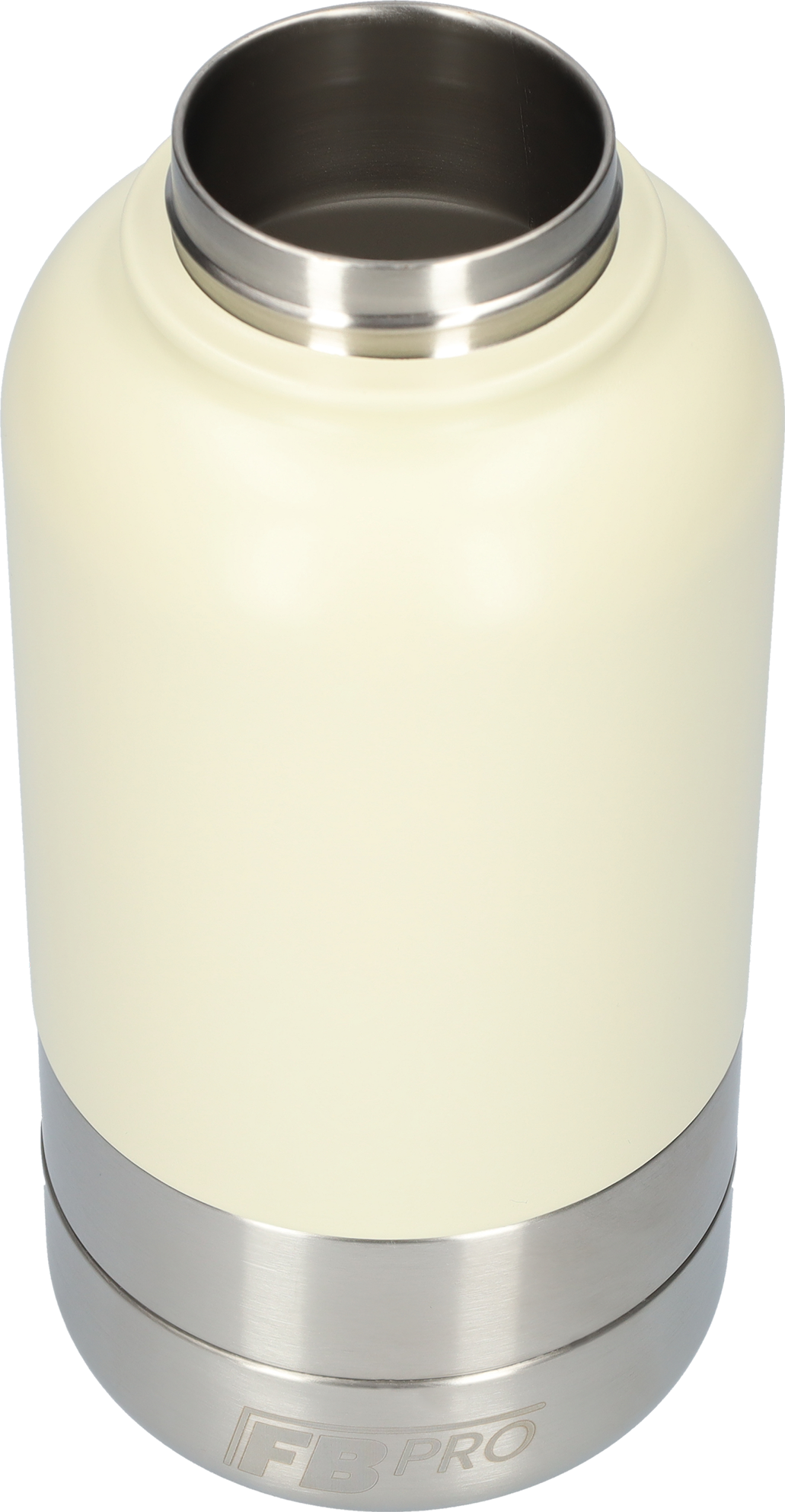Honden drinkfles met voerbakken - Dubbelwandig - Thermosfles - RVS Fles - BPA vrij - 1 Liter - Met handvat - Créme Wit