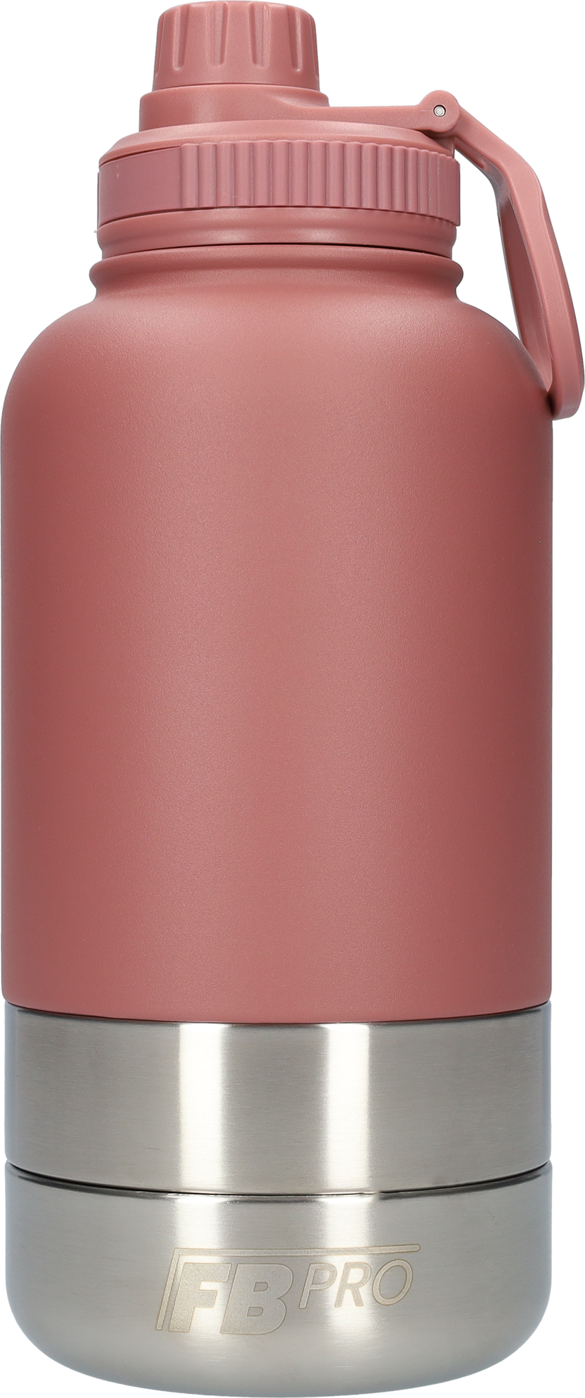 Honden drinkfles met voerbakken - RVS Fles - BPA vrij - 1 Liter - Met handvat - Oud Roze