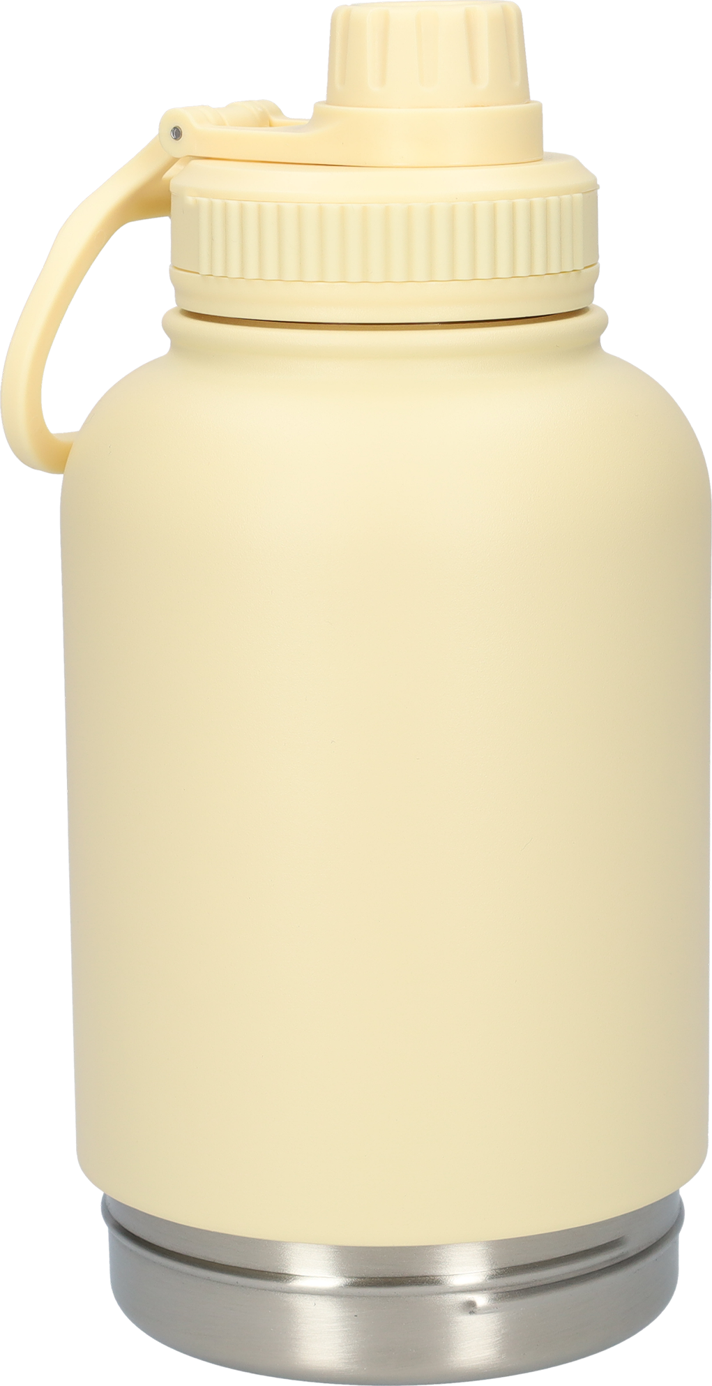 Honden drinkfles met voerbakken - Dubbelwandig - Hondendrinkbak - Hondenvoerbak - RVS Fles - BPA vrij - 1 Liter - Met handvat - Beige