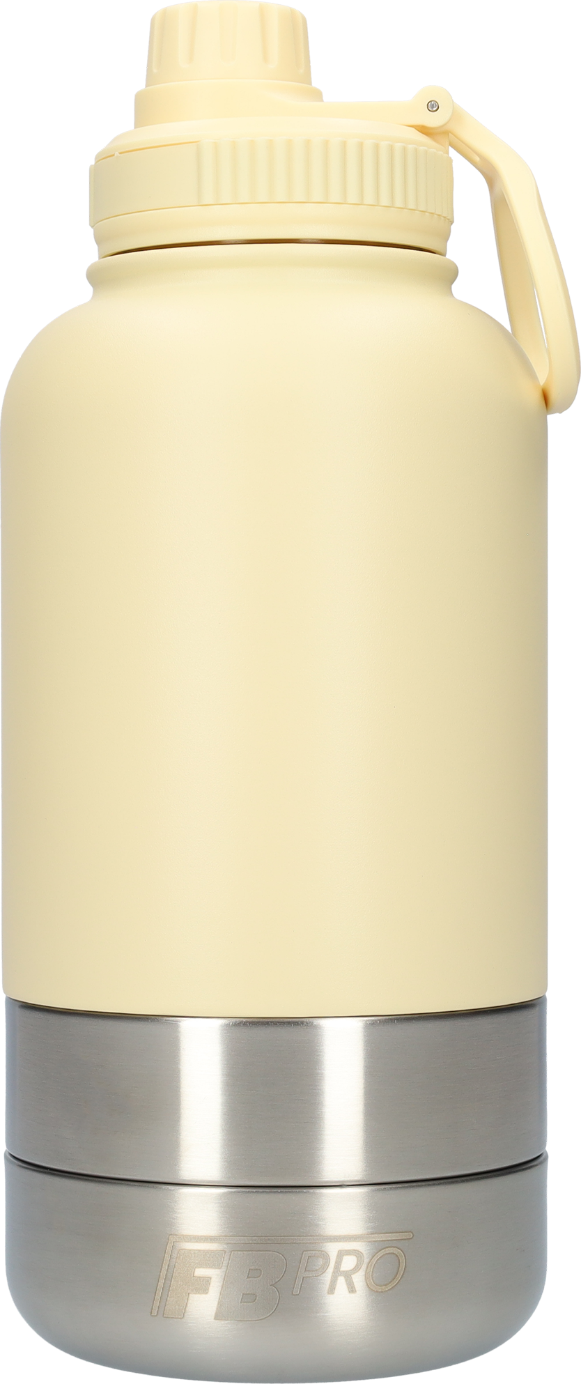 Honden drinkfles met voerbakken - Dubbelwandig - Hondendrinkbak - Hondenvoerbak - RVS Fles - BPA vrij - 1 Liter - Met handvat - Beige