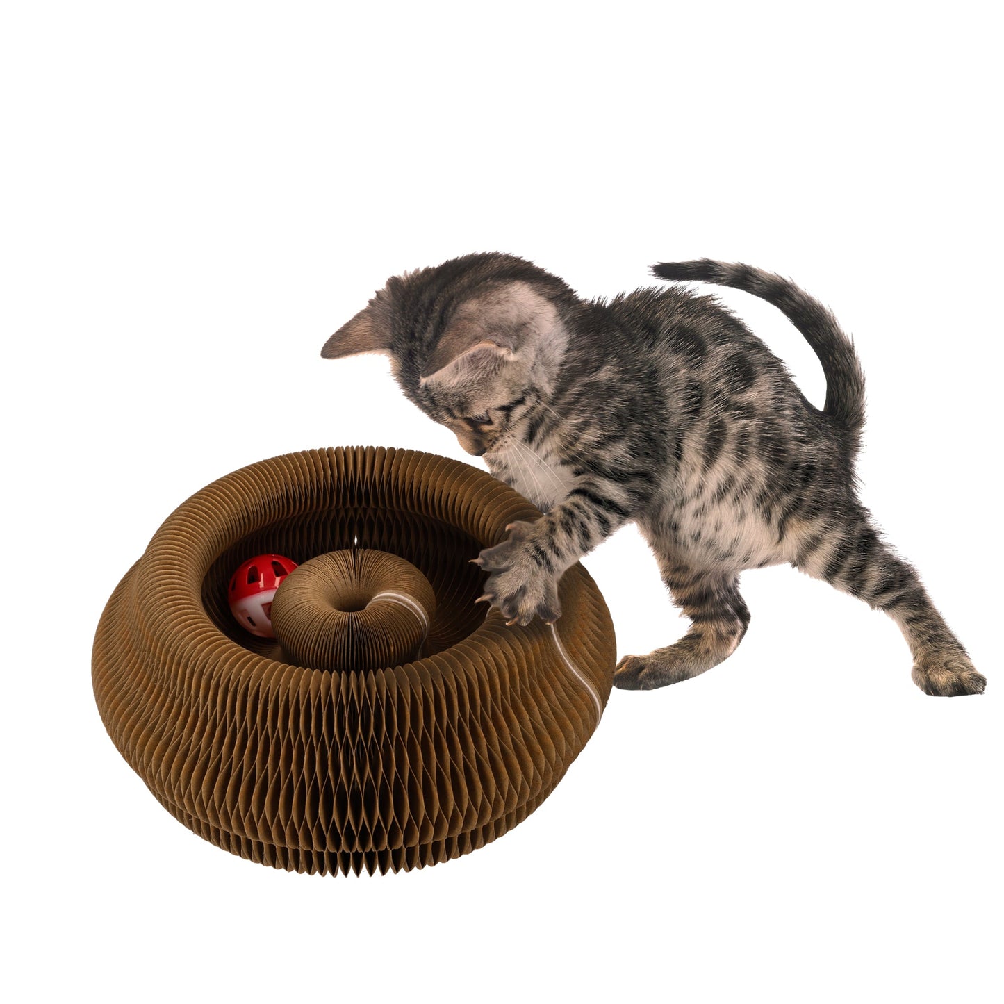 Kattenspeelgoed - Rol en vouwbaar kattenspeeltje - Dieren speelgoed - Kattenspel - Bruin met lichtroze