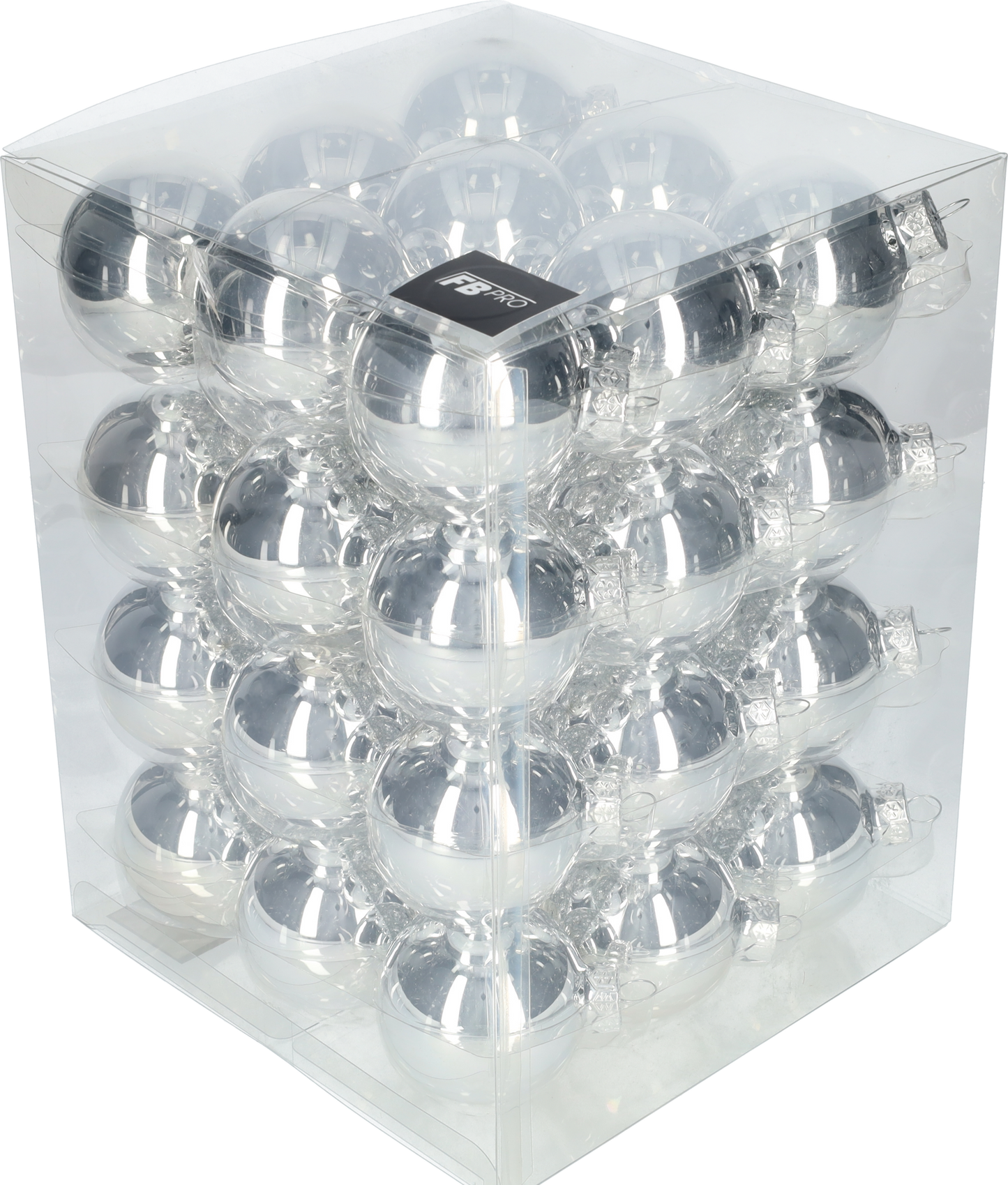 Glazen kerstballen - Set van 36 stuks/60mm - Glas - Zilver Glans