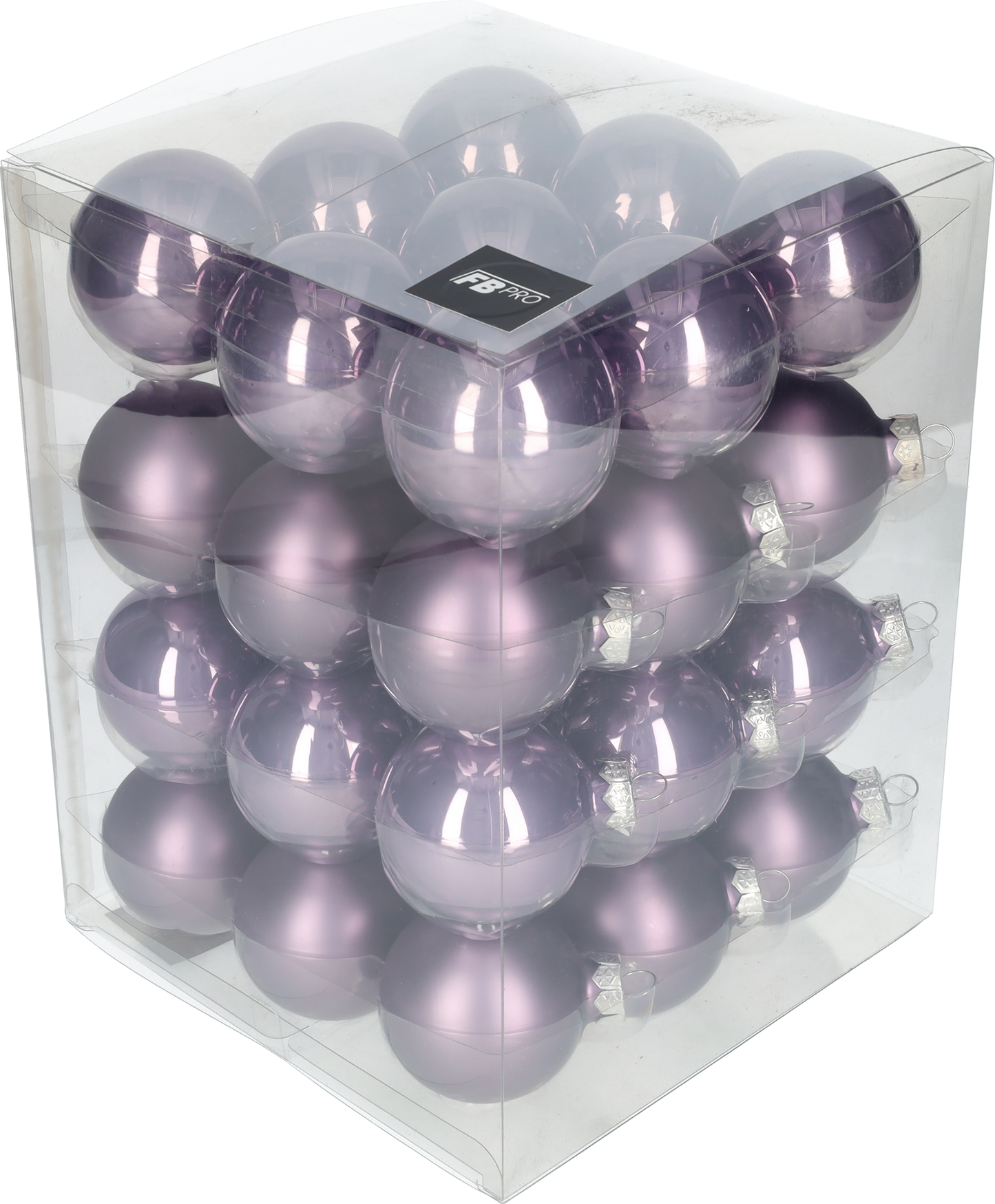 Glazen kerstballen - Set van 36 stuks/60mm - Glas - Frosted Lilac - Donkerpaars