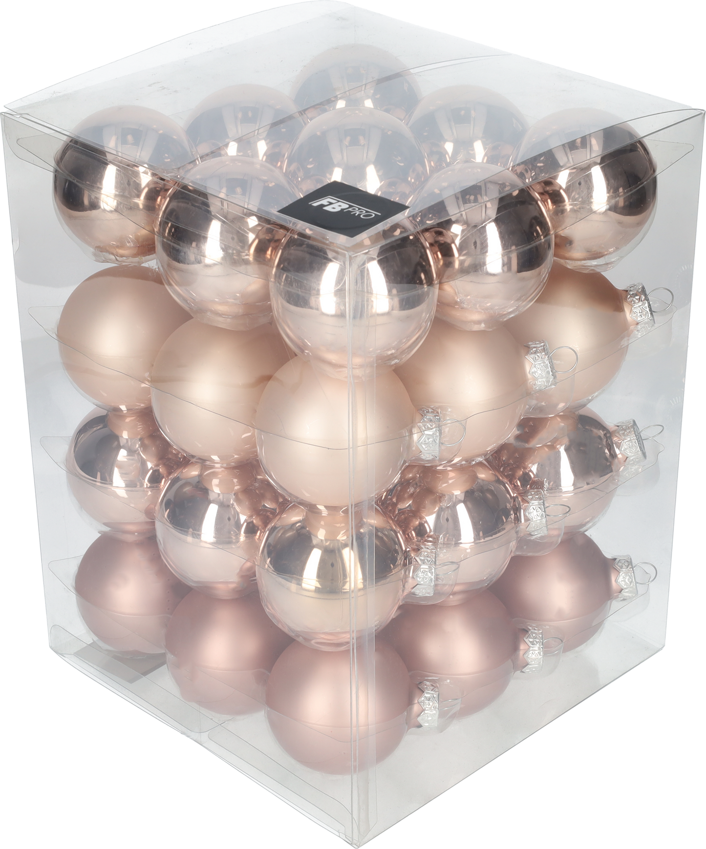 Glazen kerstballen - Set van 36 stuks/60mm - Glas - Smokey Rose - Grijs/Roze