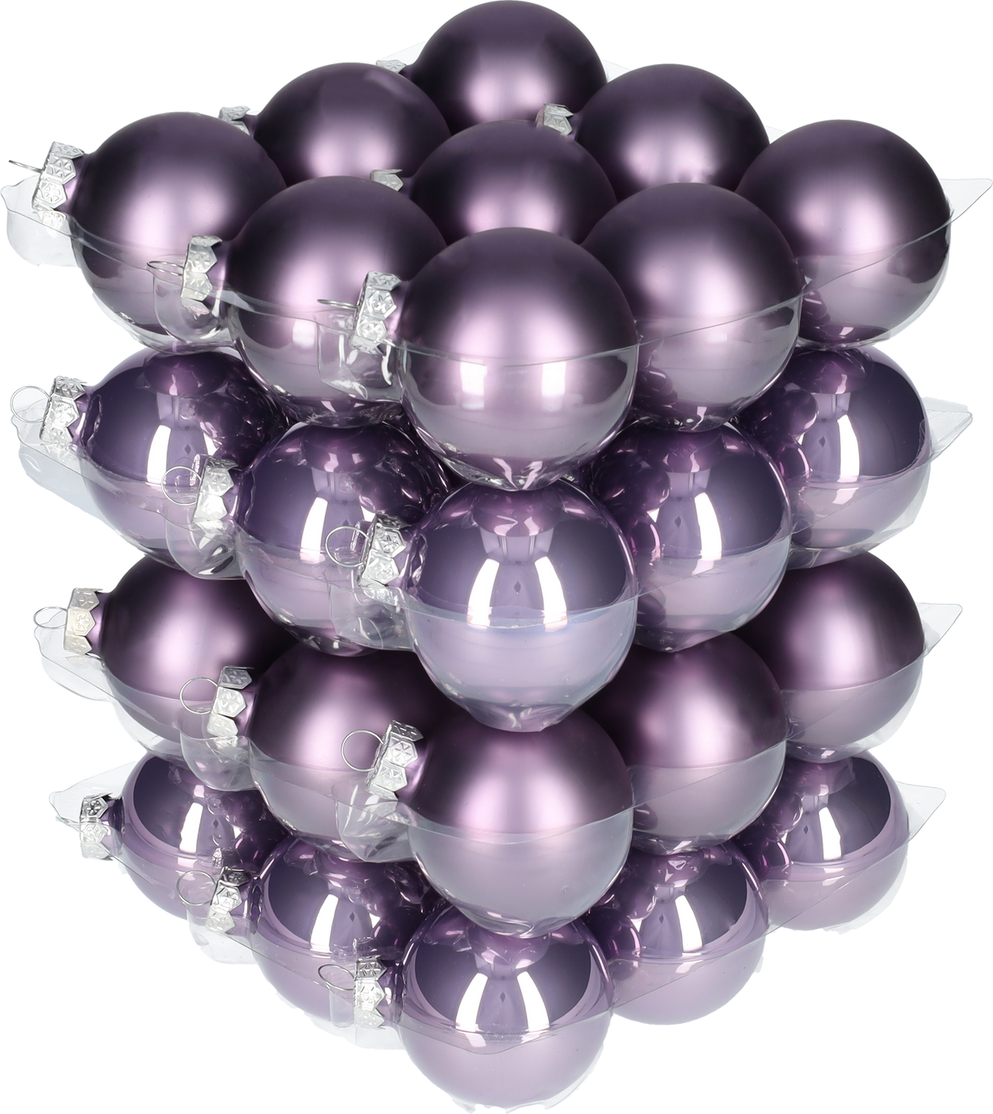 Glazen kerstballen - Set van 36 stuks/60mm - Glas - Frosted Lilac - Donkerpaars