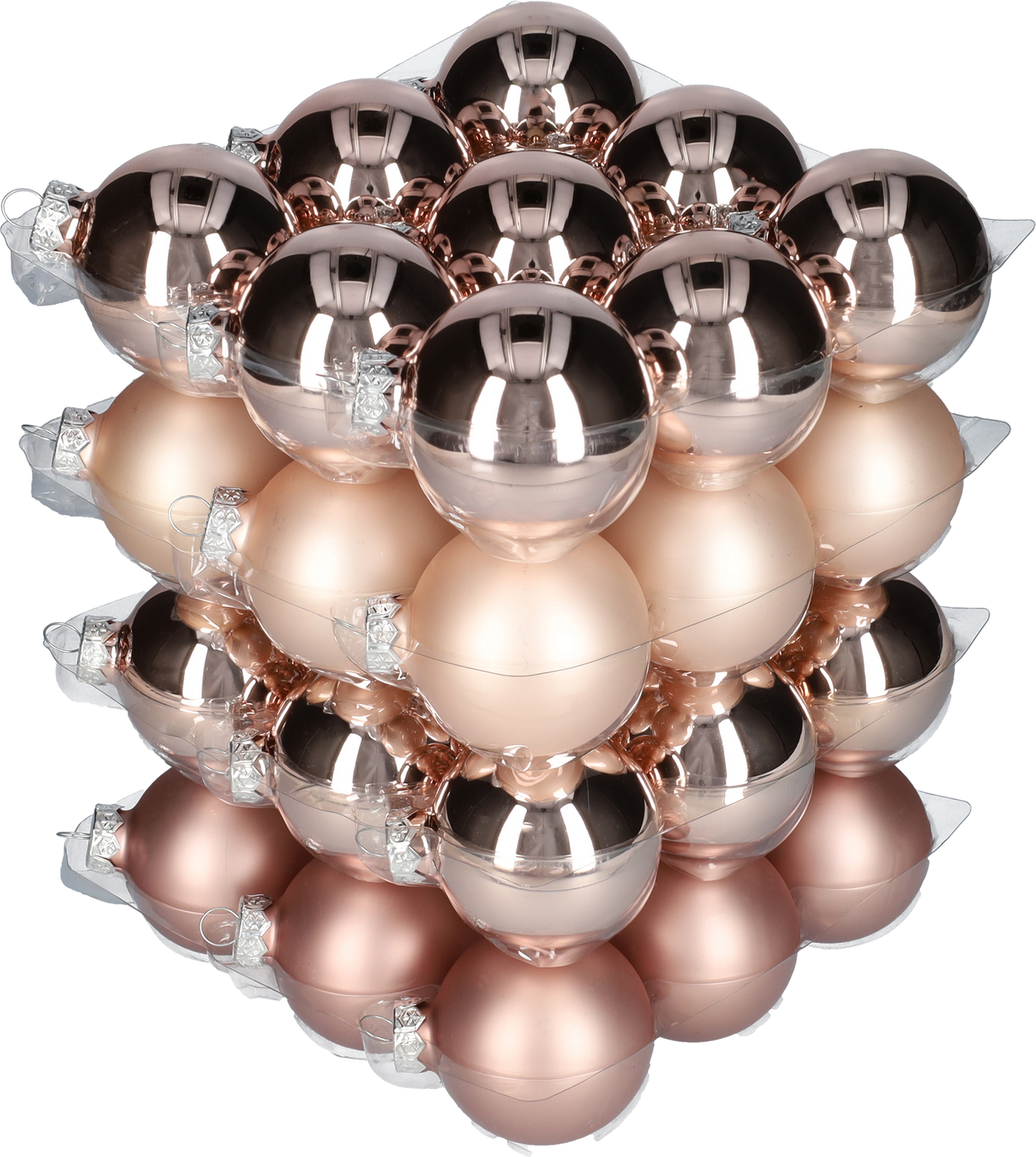Glazen kerstballen - Set van 36 stuks/60mm - Glas - Smokey Rose - Grijs/Roze