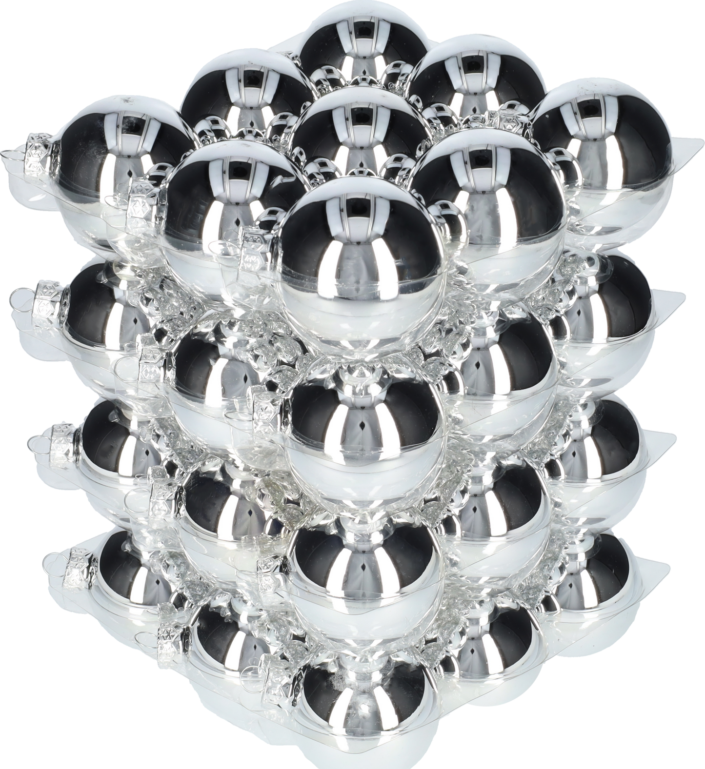 Glazen kerstballen - Set van 36 stuks/60mm - Glas - Zilver Glans