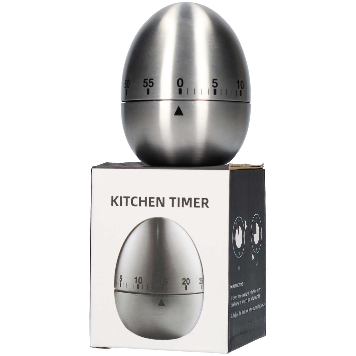Kookwekker - Eierwekker - Time Timer - RVS - Timer - 60 Min - Ei Vorm