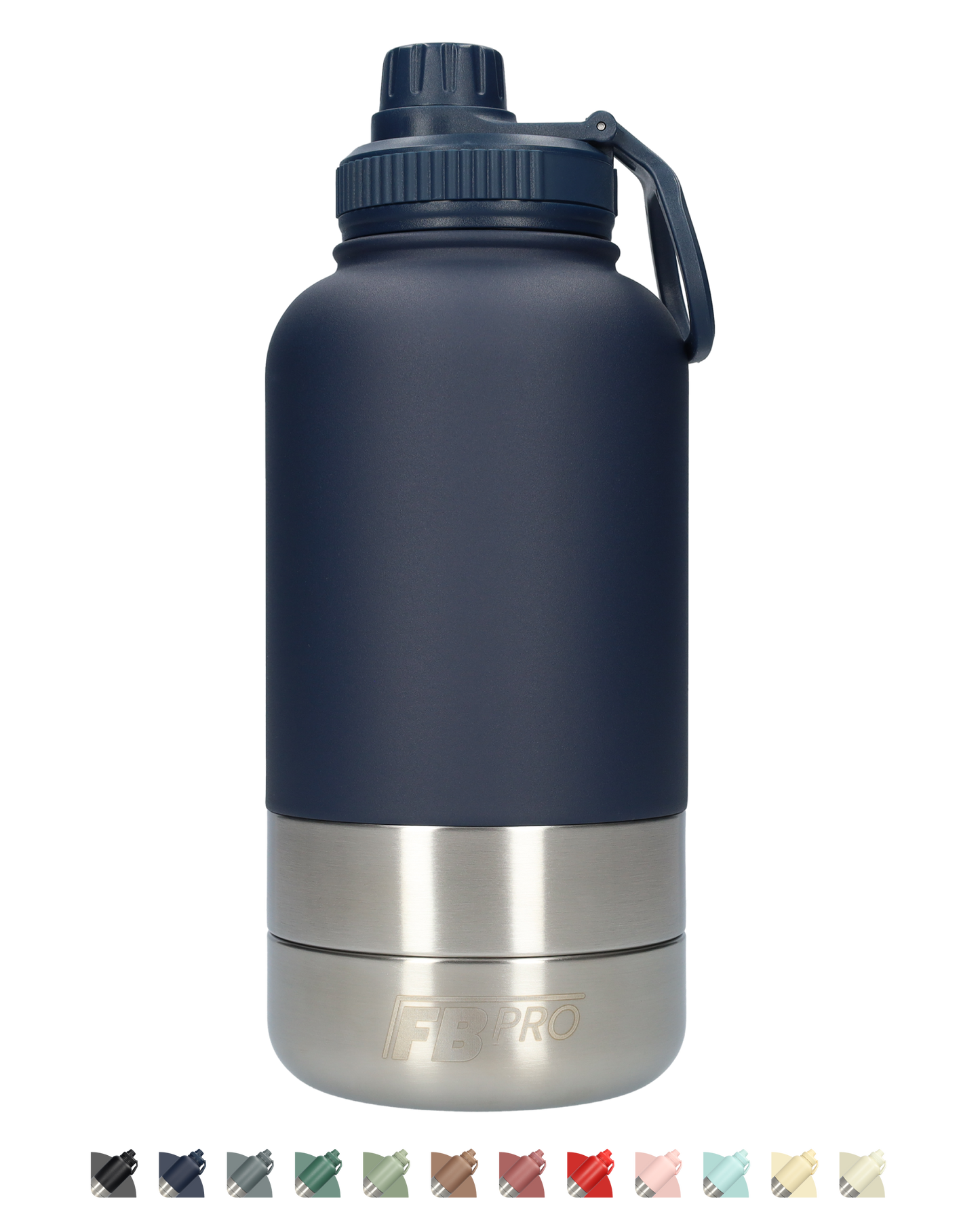 Honden drinkfles met voerbakken - RVS Fles - BPA vrij - 1 Liter - Donker Blauw