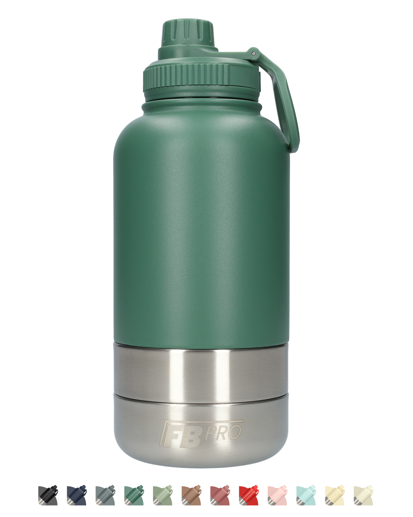 Honden drinkfles met voerbakken - RVS Fles - Lekbestendige dop - BPA vrij - 1 Liter - Grijs
