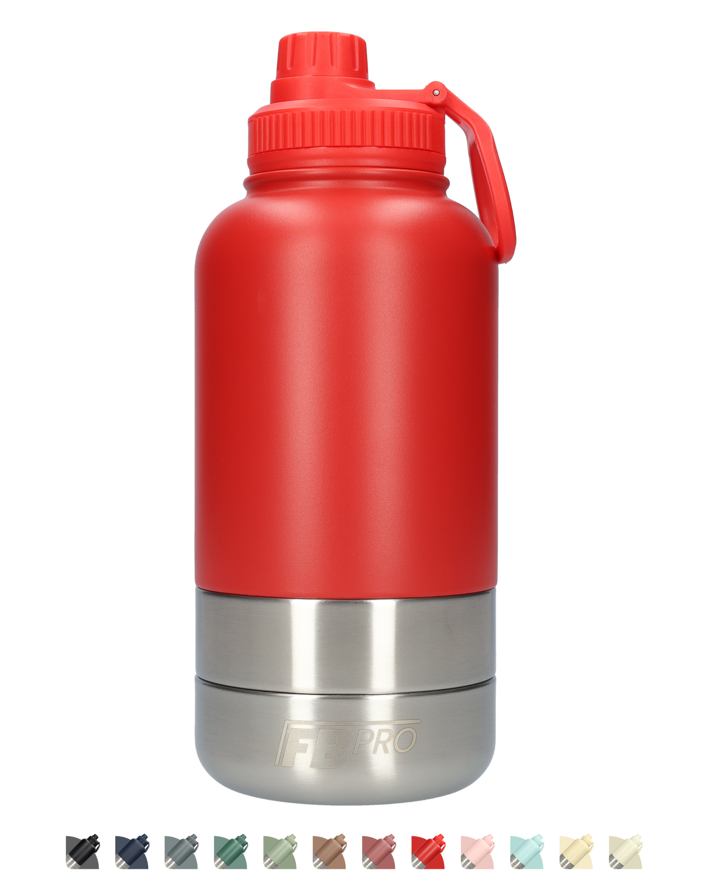 Honden drinkfles met voerbakken - RVS Fles - BPA vrij - 1 Liter - Met handvat - Rood