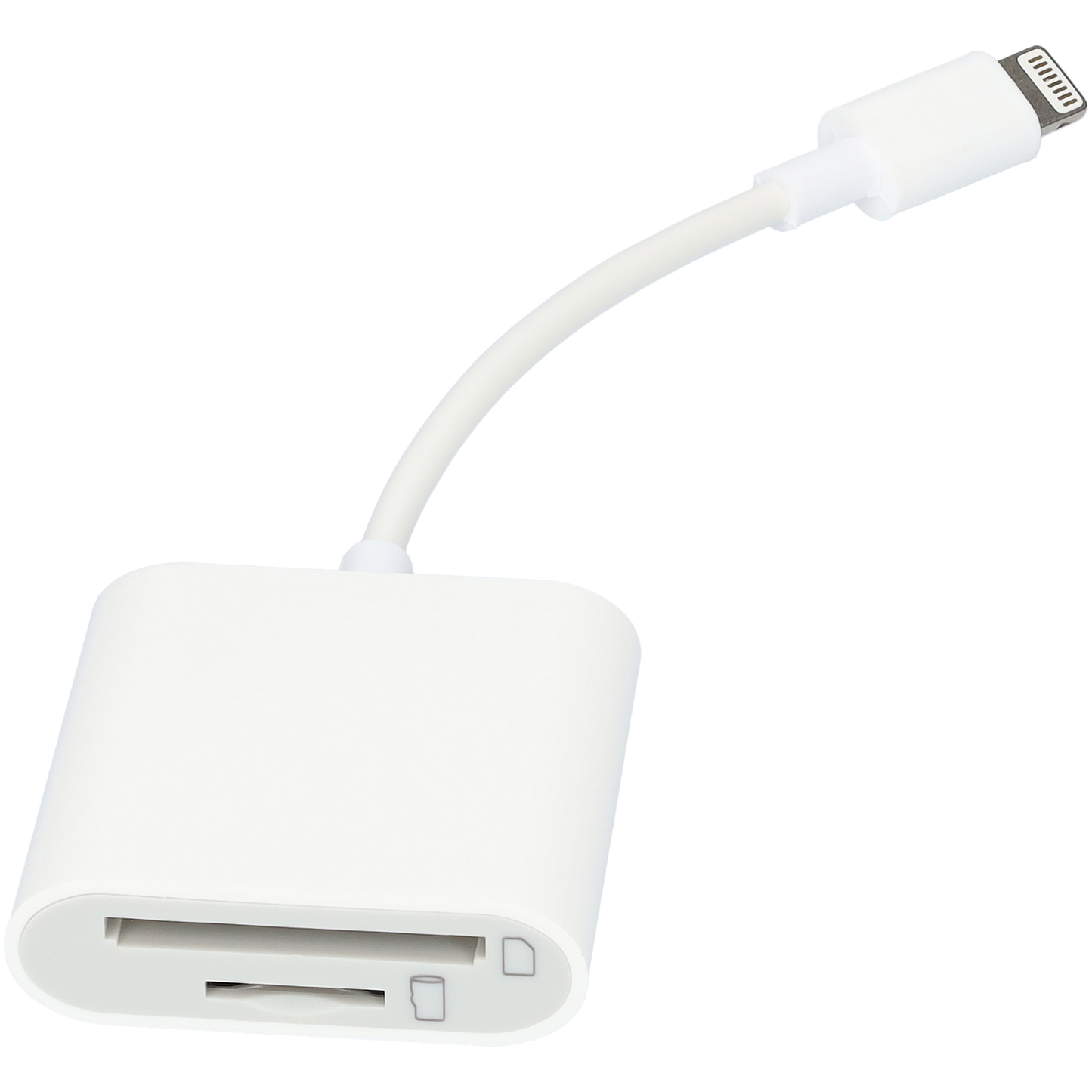 SD kaart lezer - SD card reader - Lightning cable - Compact formaat - Ook voor Micro SD - Wit
