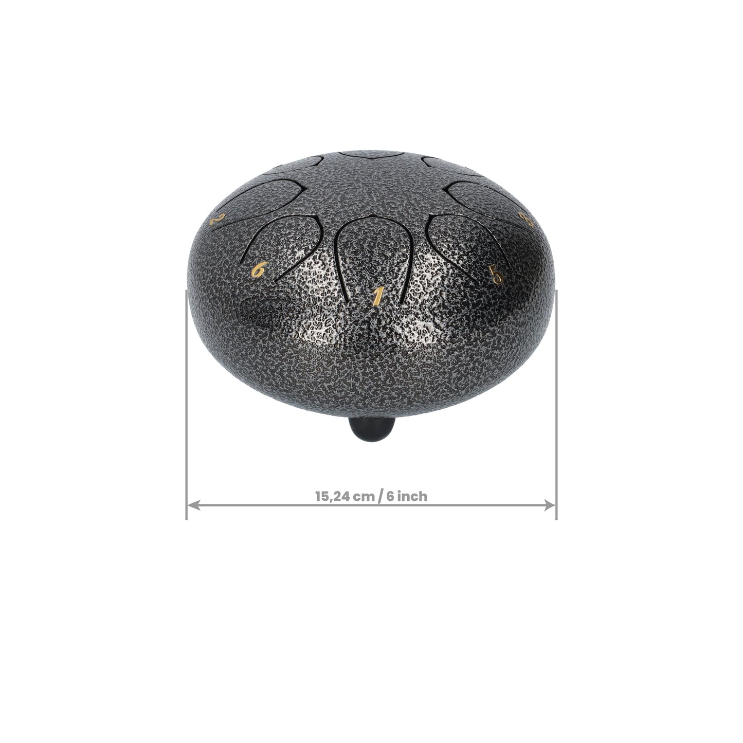 Handpan klankschaal met 8 noten - Medium tongue drum - Regen drum - 15.24 CM / 6 inch diameter - Zwart