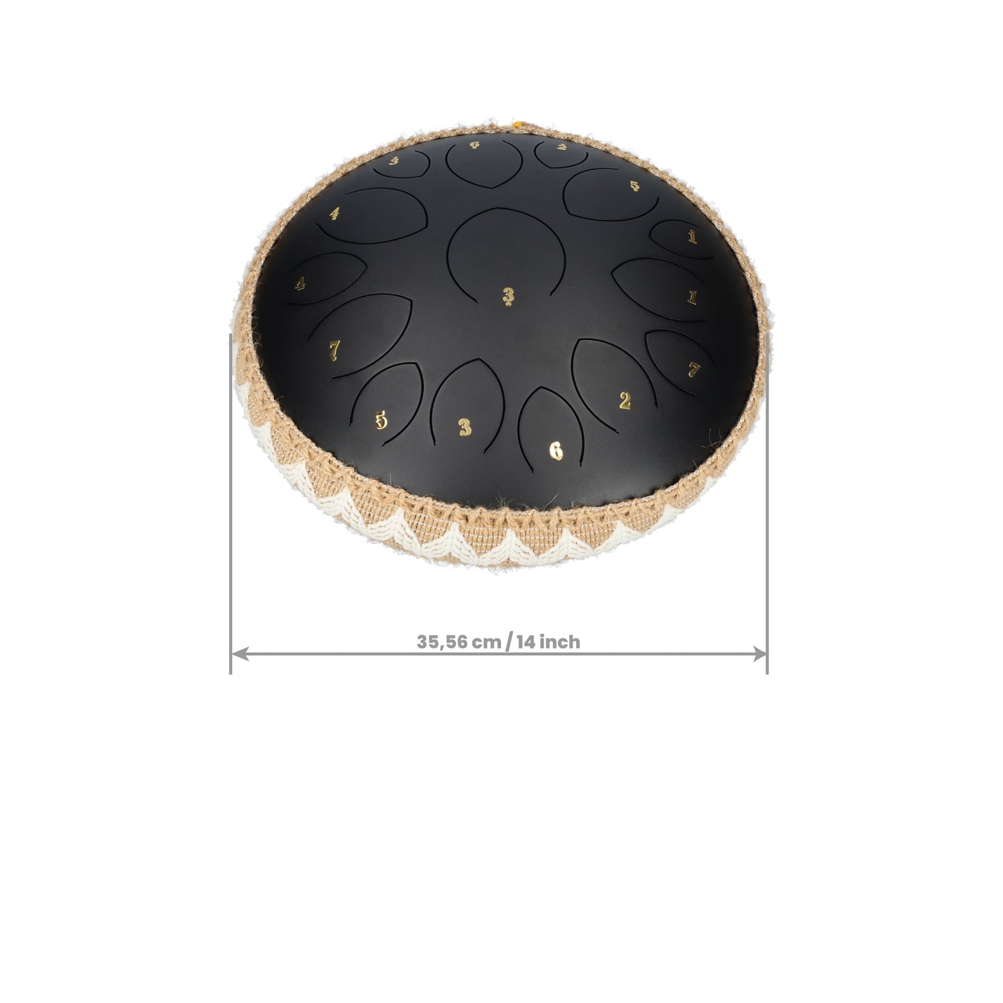 Handpan 14 inch - handpan drum - Groot formaat - Met draagtas - Rugzak - Met drumsticks - Zwart