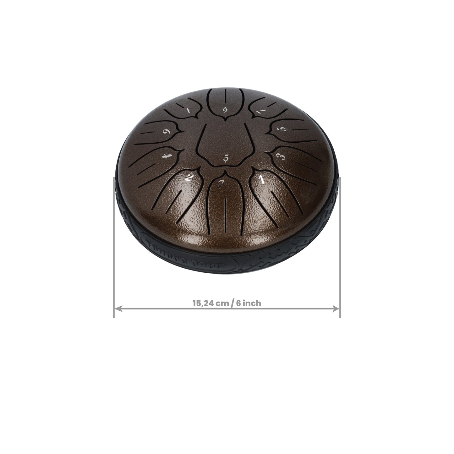 Handpan klankschaal - Medium tongue drum - Regen drum - 15.24 CM / 6 inch diameter - Donker bruin brons