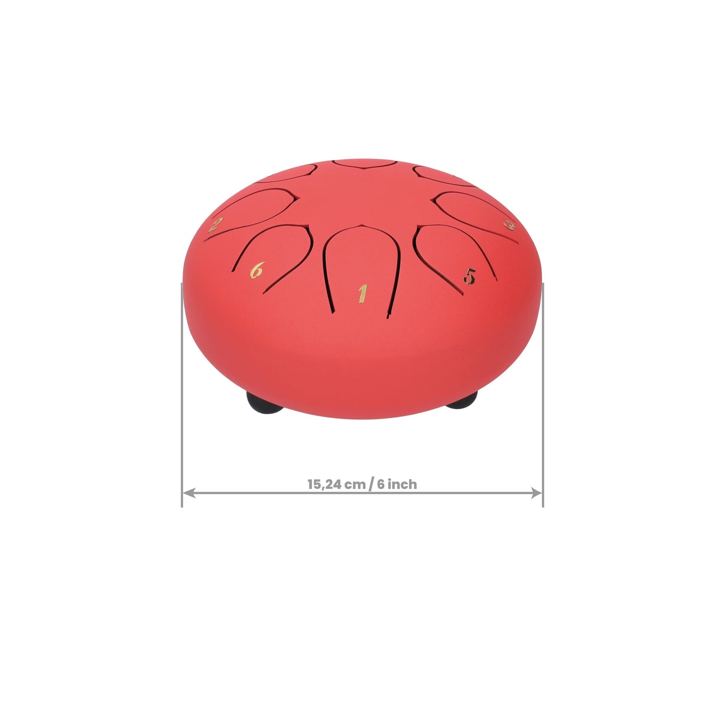 Handpan klankschaal met 8 noten - Medium tongue drum - Regen drum - 15.24 CM / 6 inch diameter - Rood