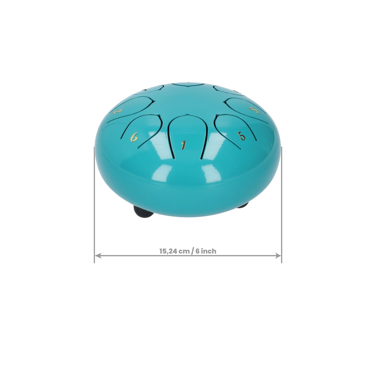 Handpan klankschaal met 8 noten - Medium tongue drum - Regen drum - 15.24 CM / 6 inch diameter - Turquoise