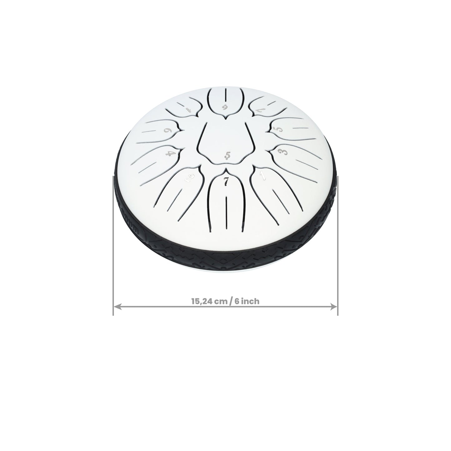 Handpan klankschaal - Medium tongue drum - 15.24 CM / 6 inch diameter - Wit