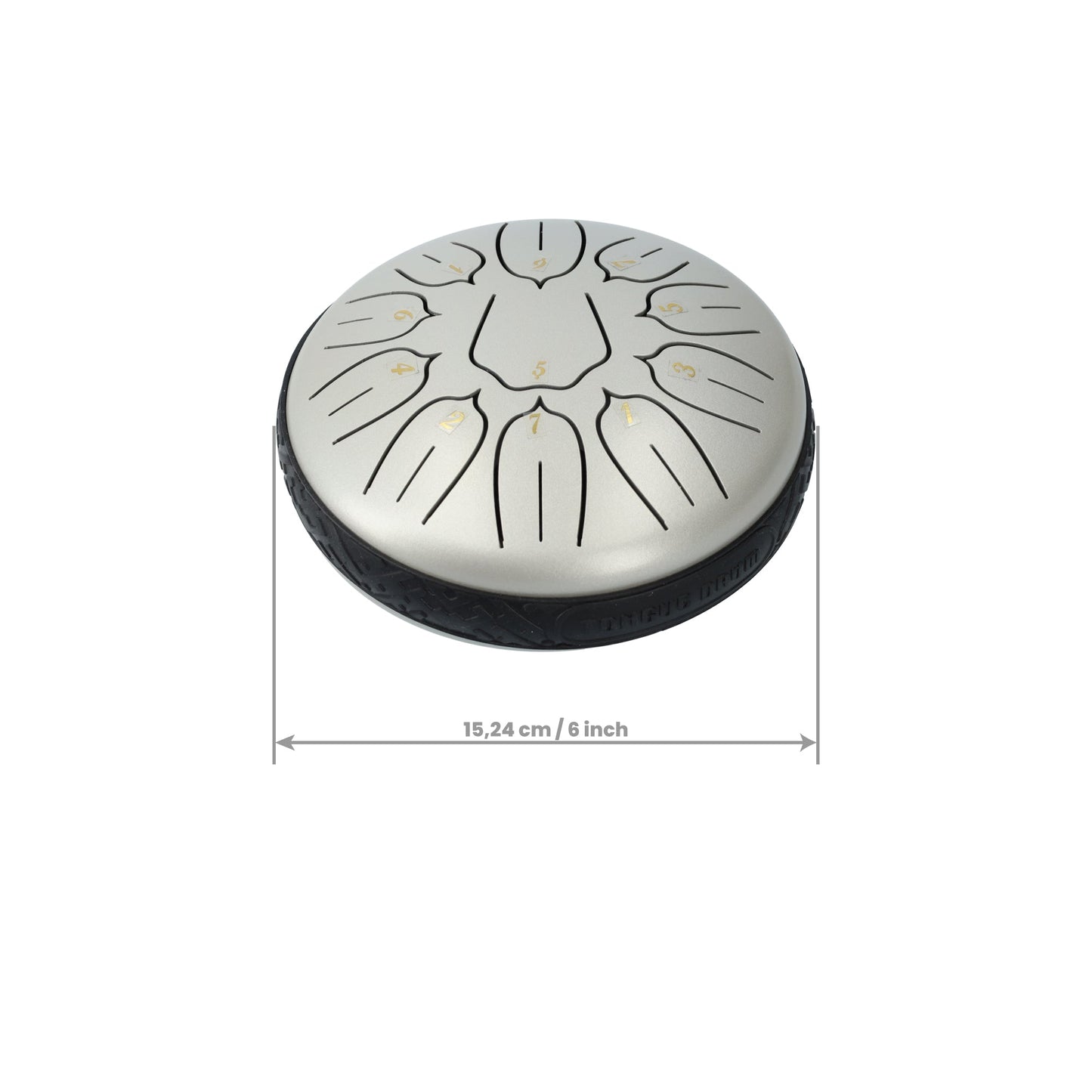 Handpan klankschaal - Medium tongue drum - 15.24 CM / 6 inch diameter - Zilver