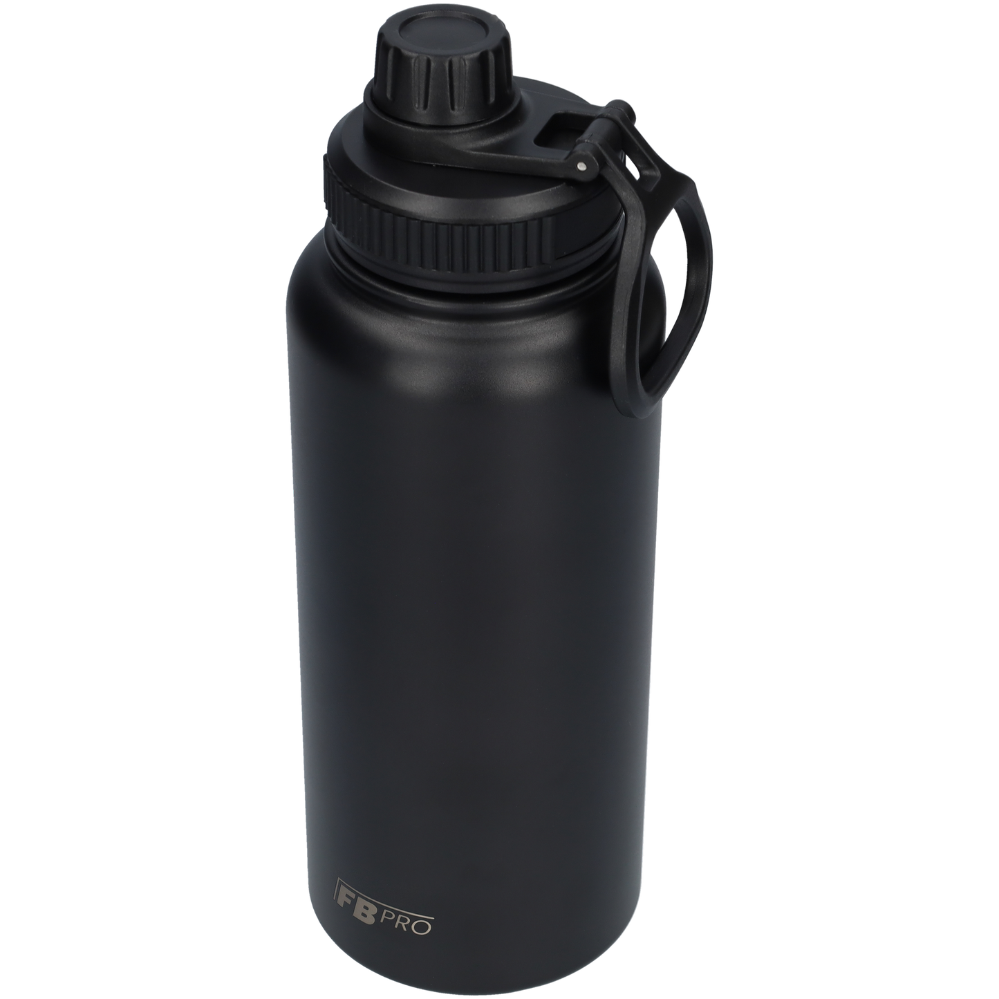 Thermos drinkfles 1 liter met extra dop - Isolerende Waterfles met draaibare drinktuit - Afgewerkt met Poedercoating - Zwart