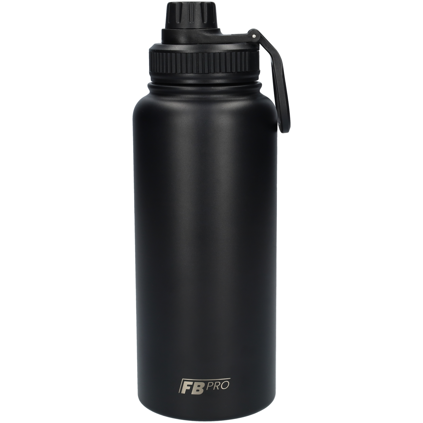 Thermos drinkfles 1 liter met extra dop - Isolerende Waterfles met draaibare drinktuit - Afgewerkt met Poedercoating - Zwart