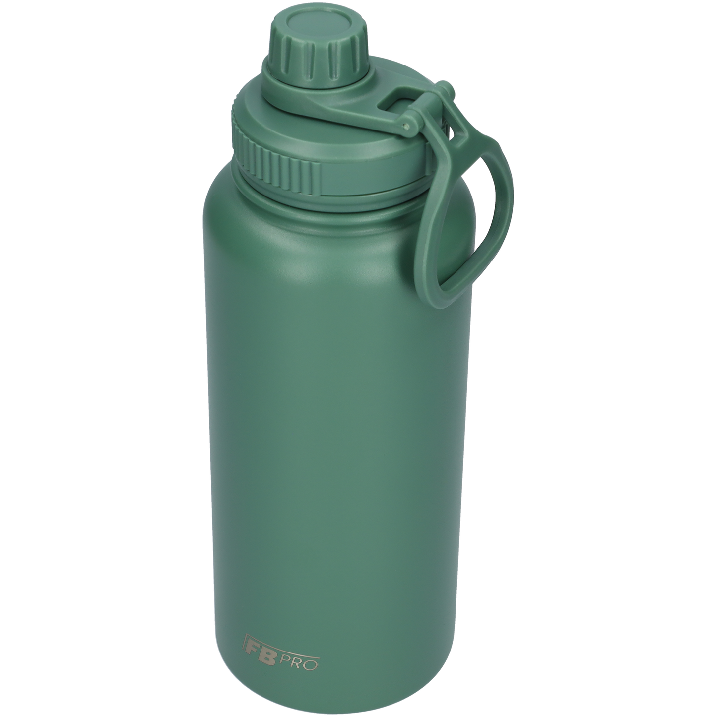Thermos drinkfles 1 liter met extra dop - Isolerende Waterfles met draaibare drinktuit - Afgewerkt met Poedercoating - Donkergroen