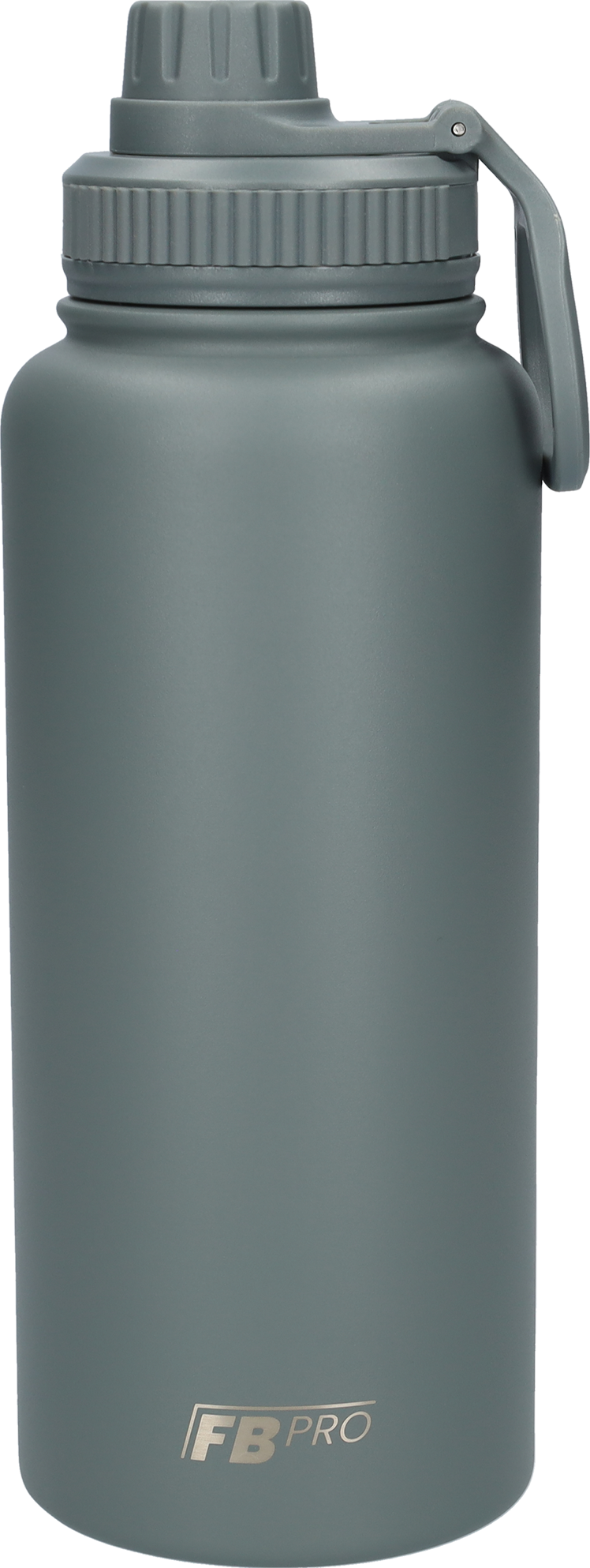 Thermos drinkfles 1 liter met extra dop - Isolerende Waterfles met draaibare drinktuit - Afgewerkt met Poedercoating - Grijs