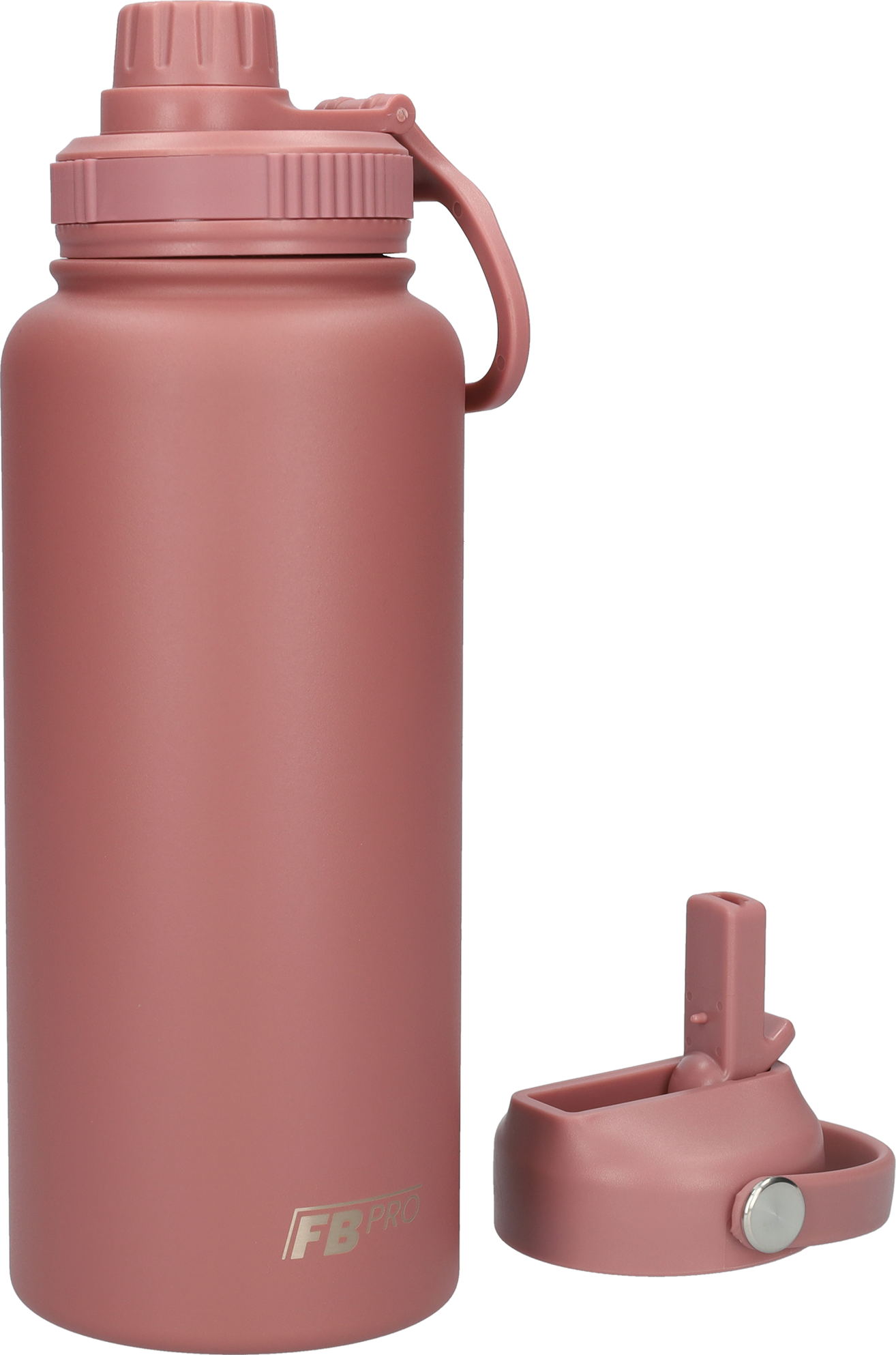 Thermos drinkfles 1 liter met extra dop - Isolerende Waterfles met draaibare drinktuit - Afgewerkt met Poedercoating - Oud Roze