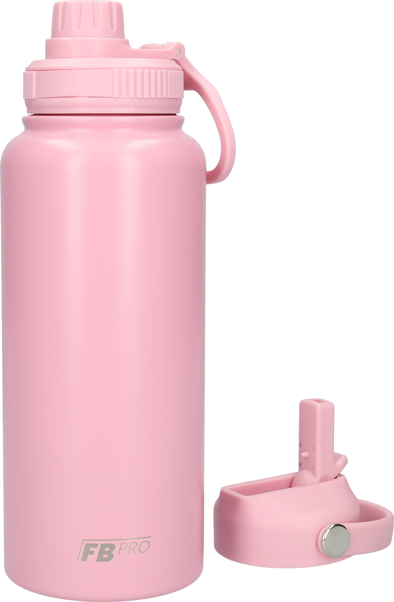 Thermos drinkfles 1 liter met extra dop - Isolerende Waterfles met draaibare drinktuit - Afgewerkt met Poedercoating - Roze