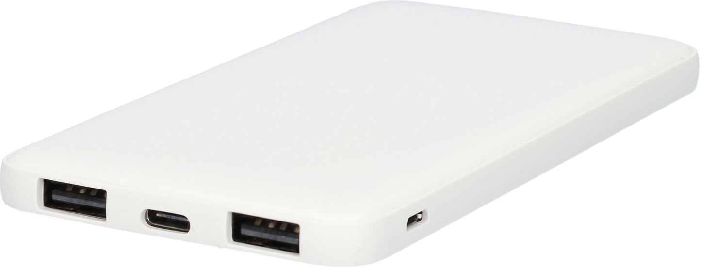 Powerbank - Snellader - Fast charger - LED Batterij display - 2-in-1 - 5000mAh - In- en output van 5V - Wit