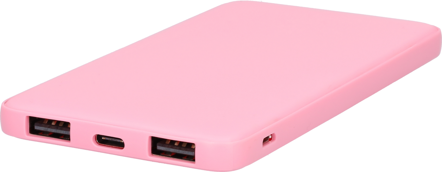 Powerbank - Snellader - Fast charger - LED Batterij display - 2-in-1 - 5000mAh - In- en output van 5V - Roze