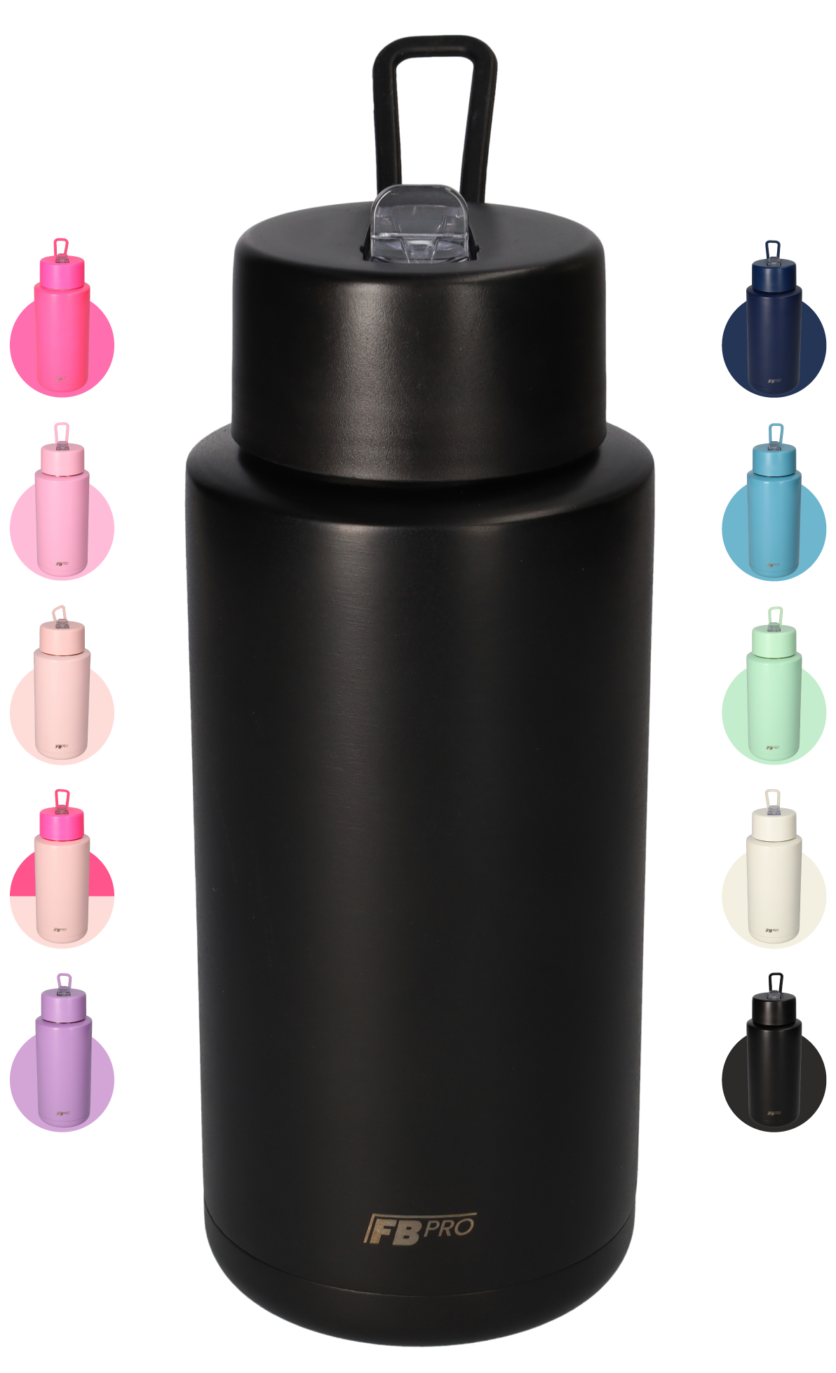 Thermosfles, Waterfles, Drinkfles – Modern & Slank Design – 1000 ml – Zwart
