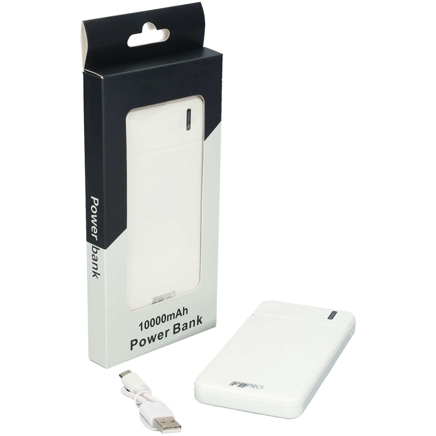 Powerbank 10.000 mAh - Oplader van 10,5 Watts - 2x USB-A, 1x USB-C, 1x Micro USB - Met LED lamp display - Wit