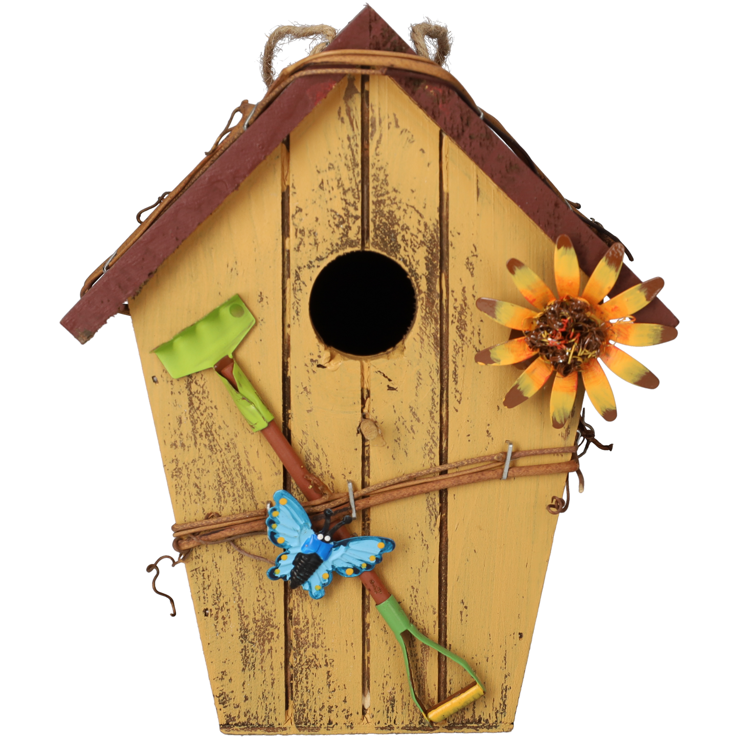 Vogelhuisje - Vogelhuis - Schattig vogelhuis voor vogels - Nestkastje - Vogelnest gemaakt van hout - Geel & Rood