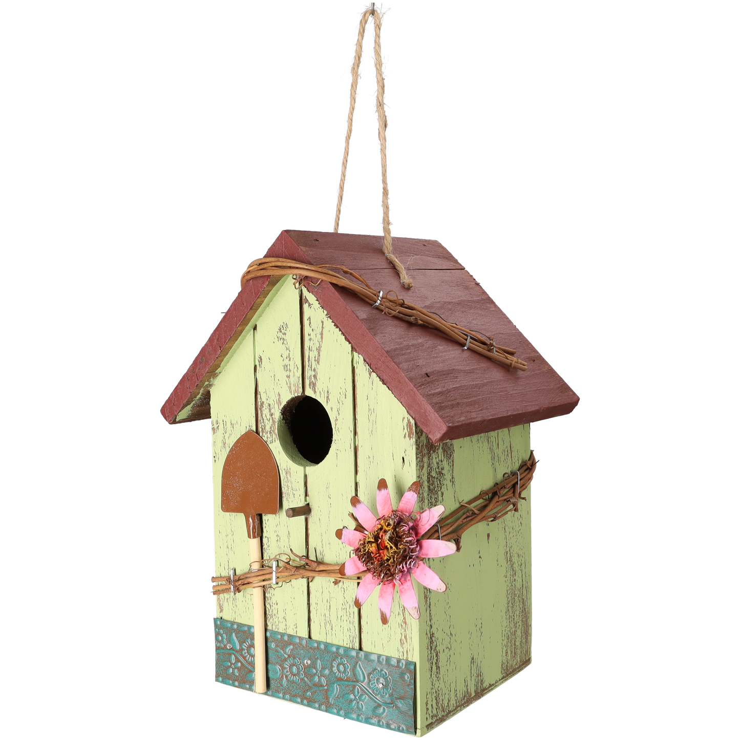 Vogelhuisje - Schattig vogelhuis voor vogels - Nestkastje - Vogelnest gemaakt van hout - Groen & Rood