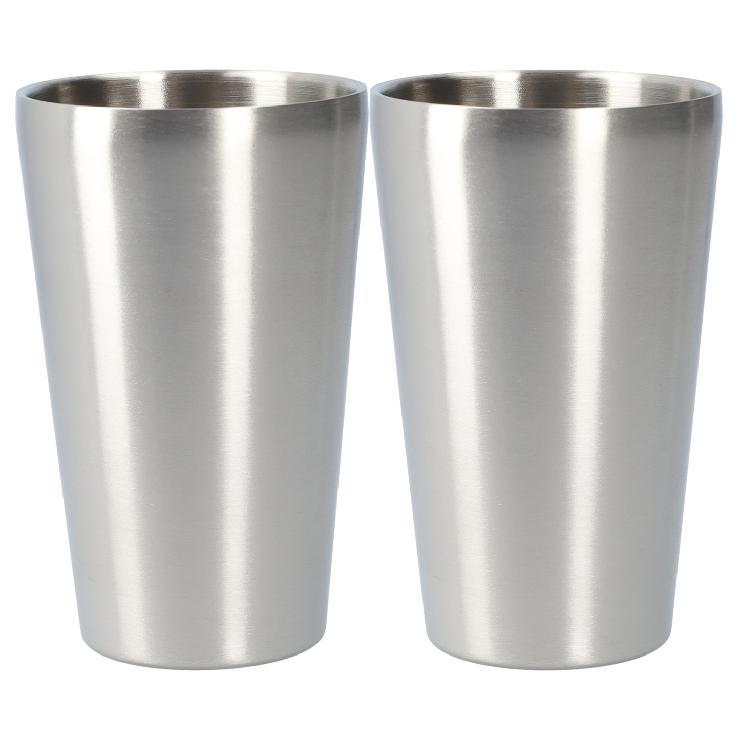Bekers - Drinkglazen van RVS - Koffie of thee glazen - Roestvrij staal (2 stuks!) - 450 ML, zilver - Zonder oor